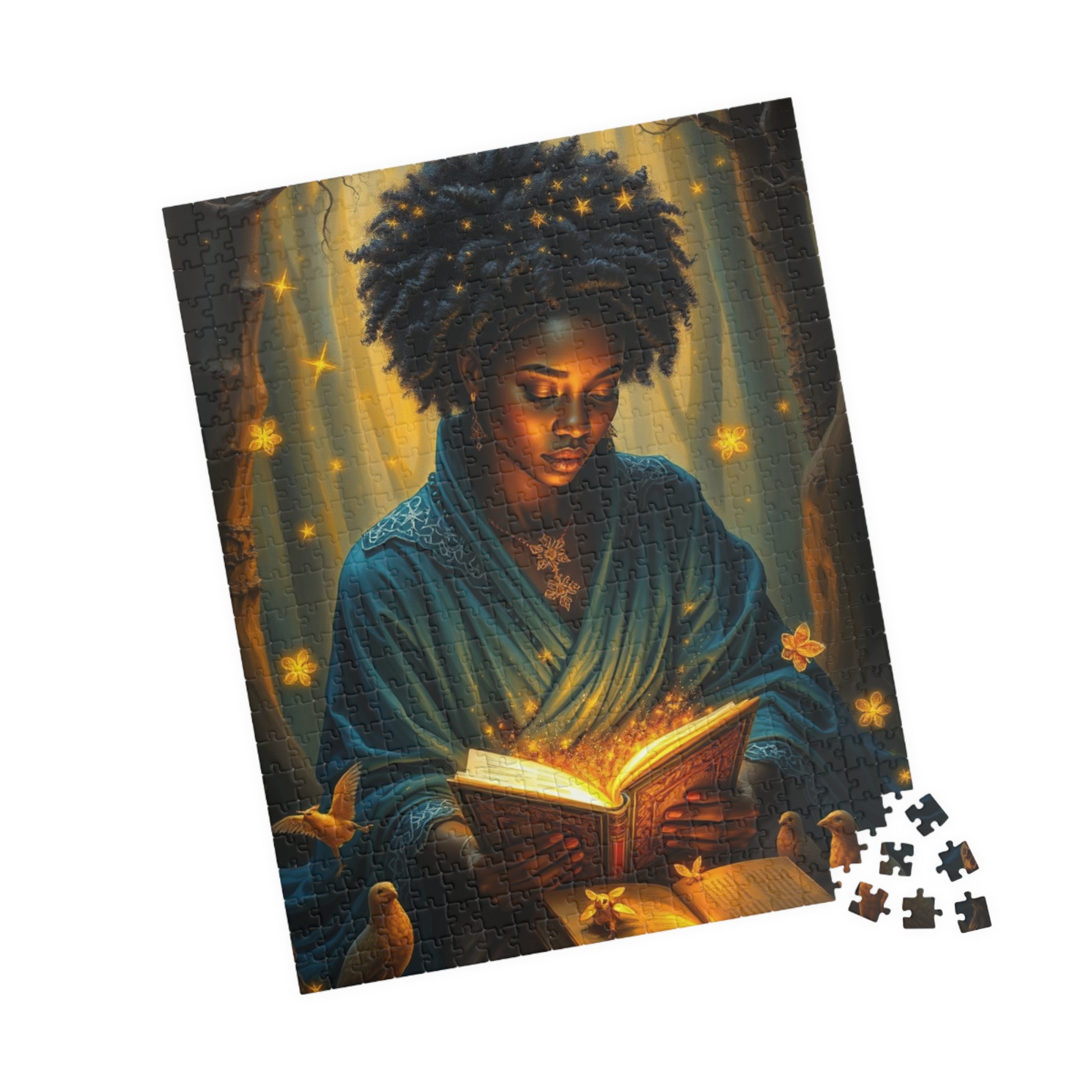 Celestial Black Woman Jigsaw Puzzle, African American Lady in Magical Forest, Negro Artwork, Unique Cultural Gift for Puzzle Lover Puzzle The Puzzle Chest