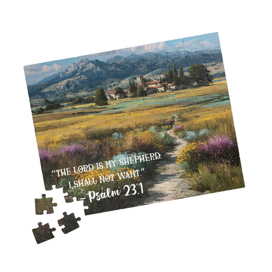 The Shepherd’s Meadow – Faithful Heart Jigsaw Puzzle, Inspirational Game, Biblical Quote Psalm 23:1 Faith-Based Gift 110 pcs (Horizontal) Puzzle The Puzzle Chest