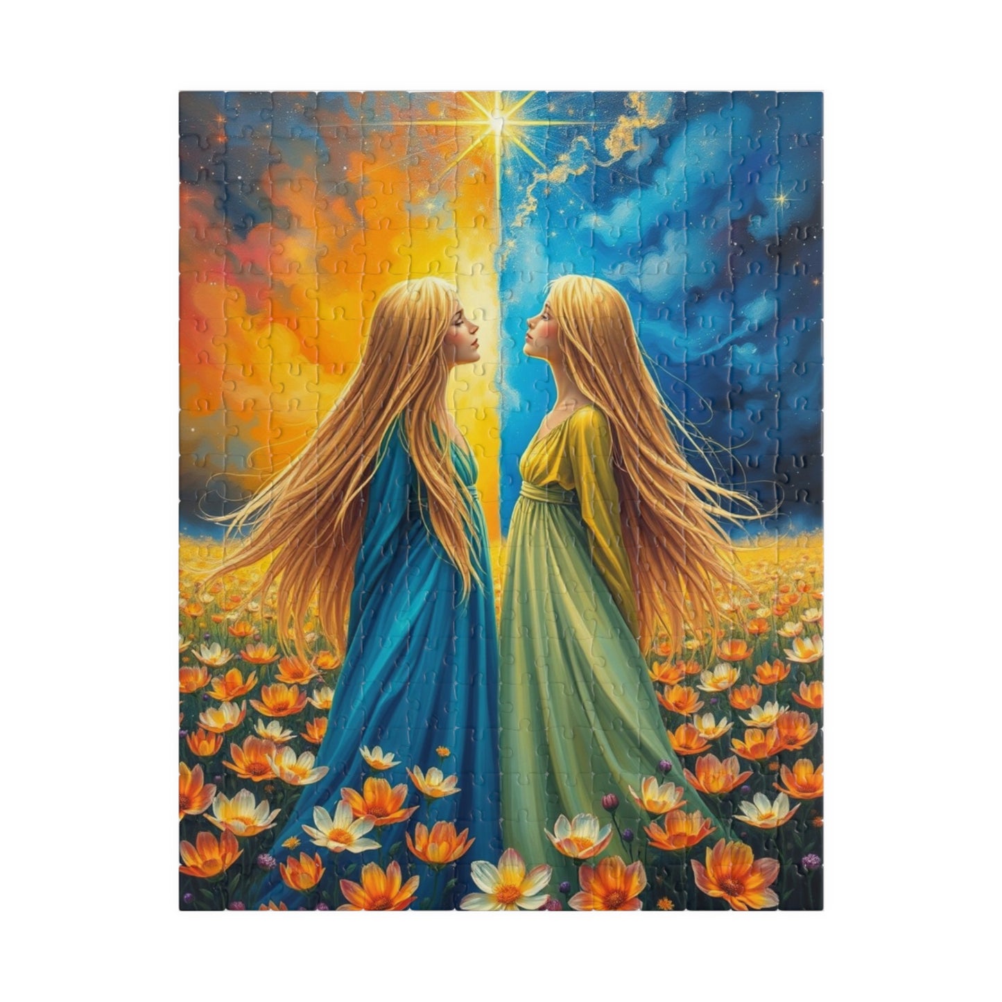 The Twins Enchanting Art Puzzle, Gemini Zodiac Sign Jigsaw Game, Ideal Family Fun Gift for Astrology Lover, Mindful Activity Brain Teaser 252 pcs (Vertical) Puzzle The Puzzle Chest