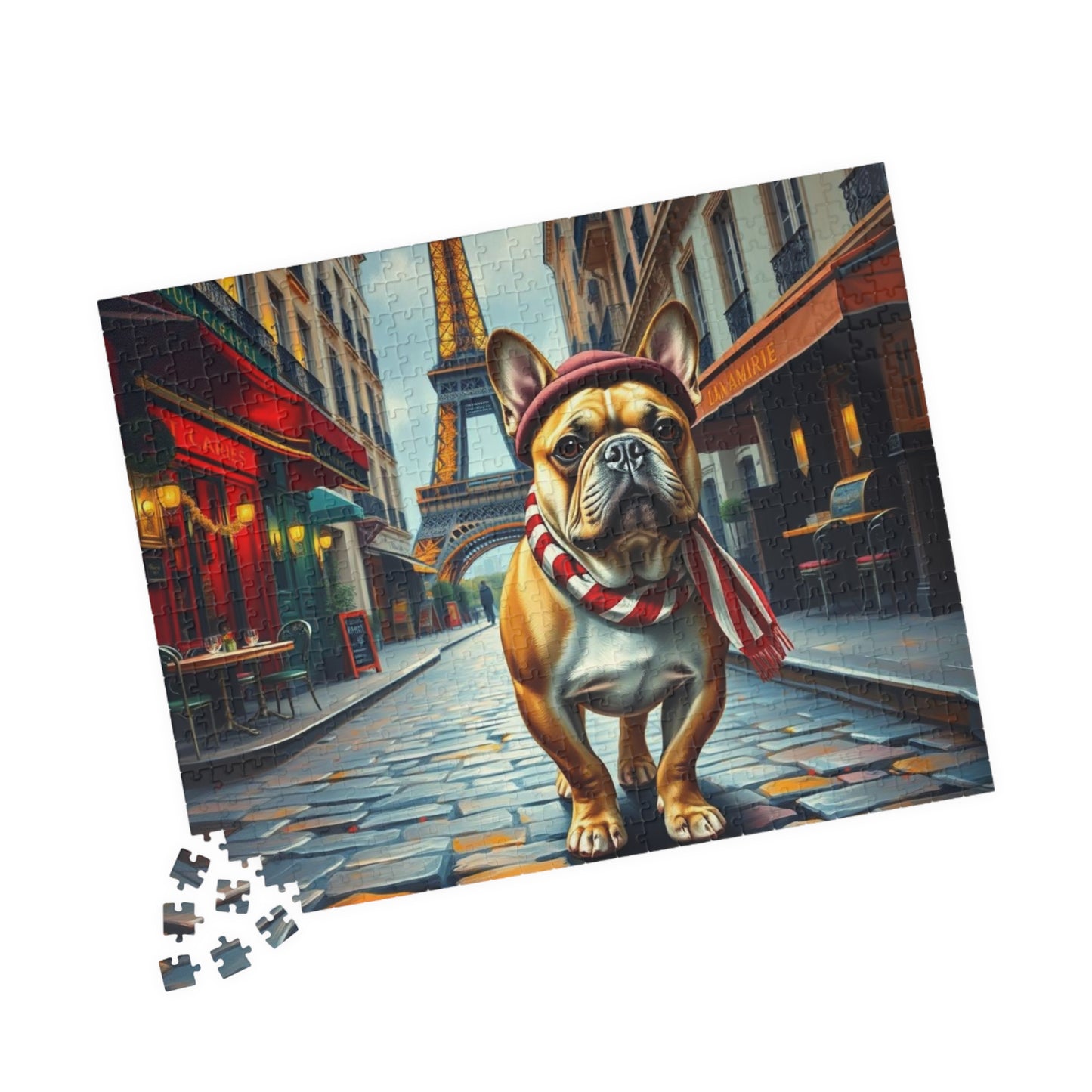Eiffel Tower Dog Puzzle - French Bulldog, Pet Lover Gift for Friend Holiday or Birthday, Family Fun Home Entertainment, Hobby, Brain Teaser Puzzle The Puzzle Chest