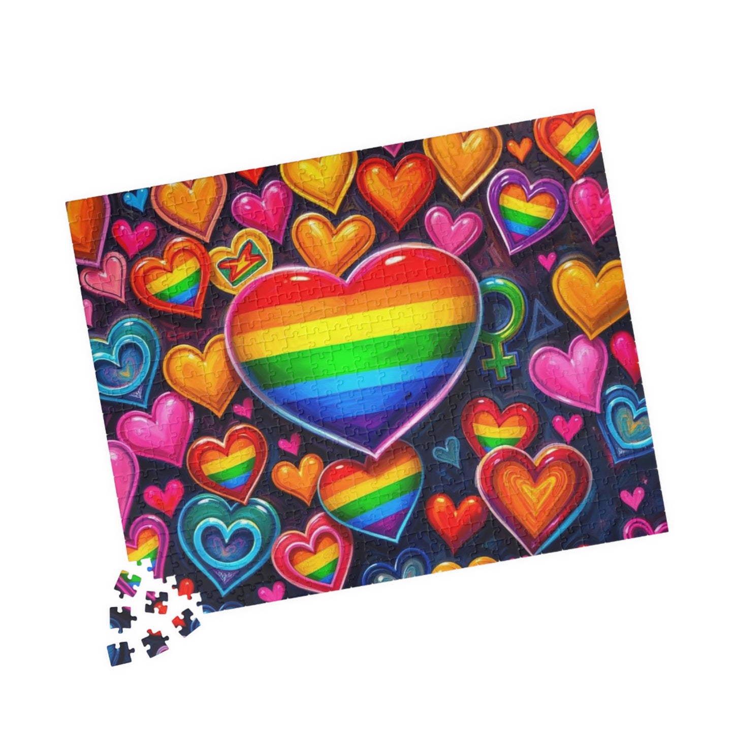 Rainbow Heart Puzzle for Adults - LGBTQ+ Love, Colorful Heart Jigsaw Game, Family Fun, Pride Gift for Puzzle Lovers, Brain Teaser Puzzle The Puzzle Chest
