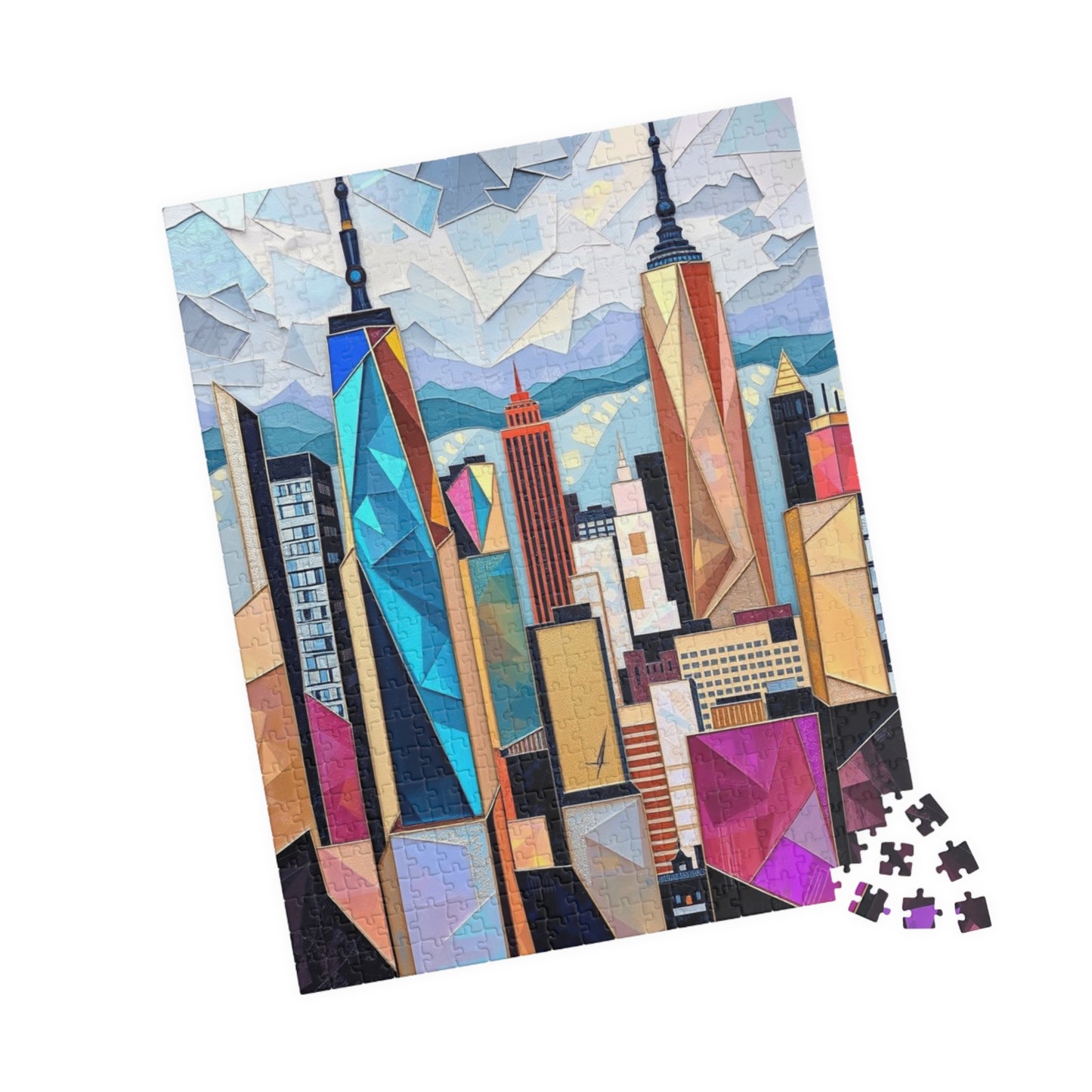 Abstract Cityscape Jigsaw Puzzle - Geometric Shapes Iridescent Colors Puzzle The Puzzle Chest