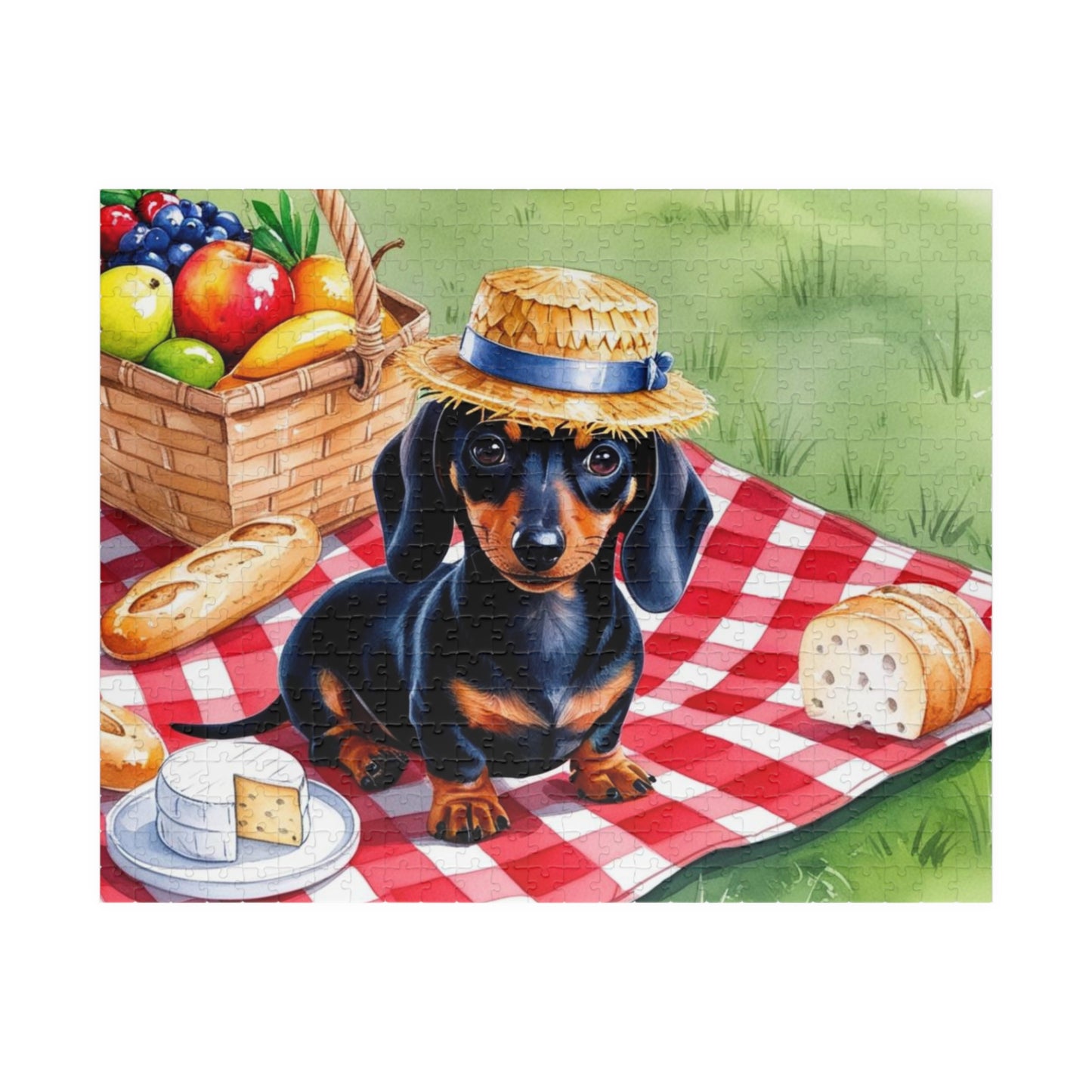 Dachshund Picnic Jigsaw Puzzle, Fun Animal Lovers Gift, Family Game Night Activity, Dog-Themed Home Decor, Dog Birthday Gift, 110-1014-piece 520 pcs (Horizontal) Puzzle The Puzzle Chest