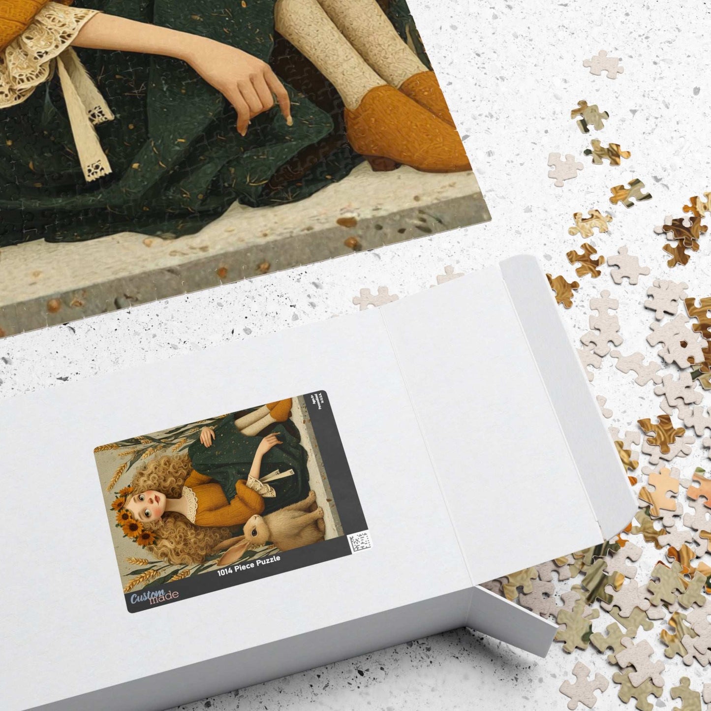 Storybook Wheatfield Fairy-Tale Puzzle - Girl and Bunny, Perfect for Family or Solo Fun, Holiday Birthday Gifts, Senior Mental Exercise Puzzle The Puzzle Chest