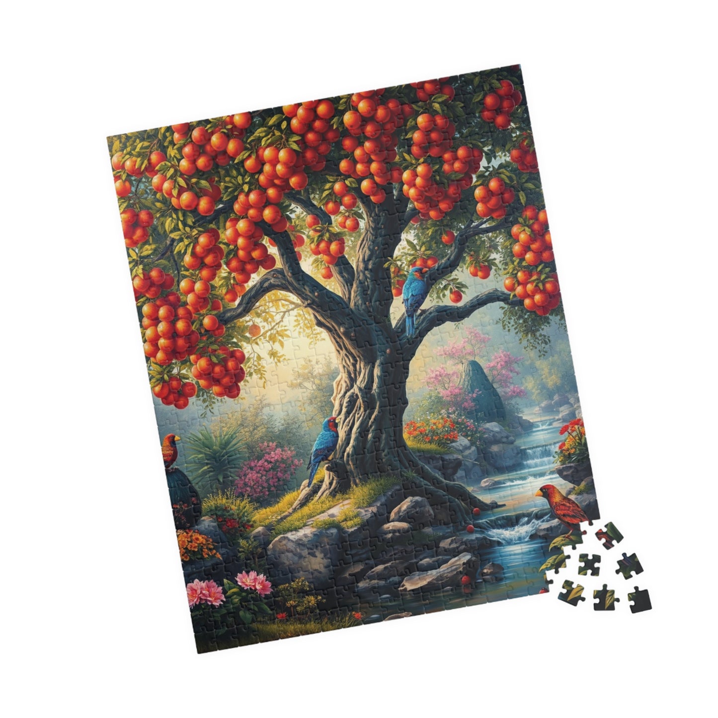 Garden of Eden Puzzle, Serene Biblical Scene (110, 252, 520, 1014 Pieces), Fruit Tree Stream Birds Flowers, Jigsaw Game Brain Teaser, Home Puzzle The Puzzle Chest