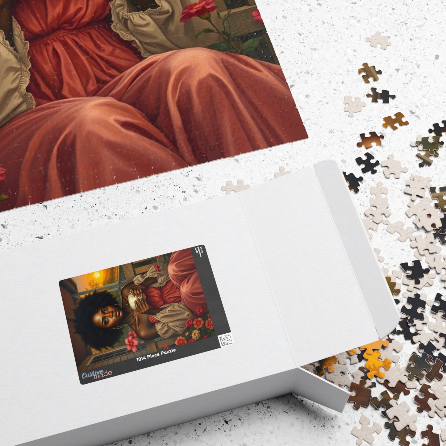 Tranquil Moment Black Art Jigsaw Puzzle, Afrocentric Artwork, Beautiful Black Woman with Coffee, African American Gift Puzzle Lover Hobbyist Puzzle The Puzzle Chest