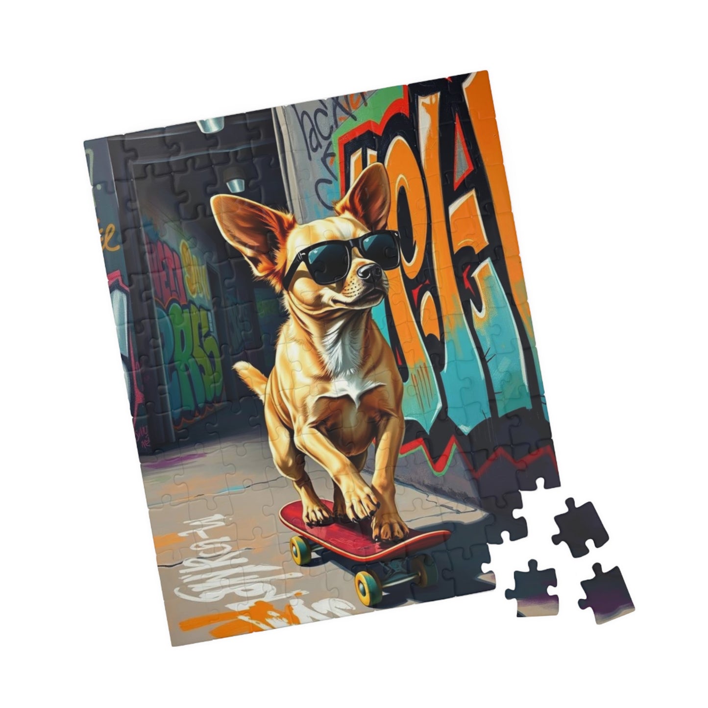Cool Skateboarding Dog Puzzle - Pop Art Jigsaw Game, Gift for Dog Lover, Family Game Night, Indoor Activity Brain Teaser Puzzle The Puzzle Chest