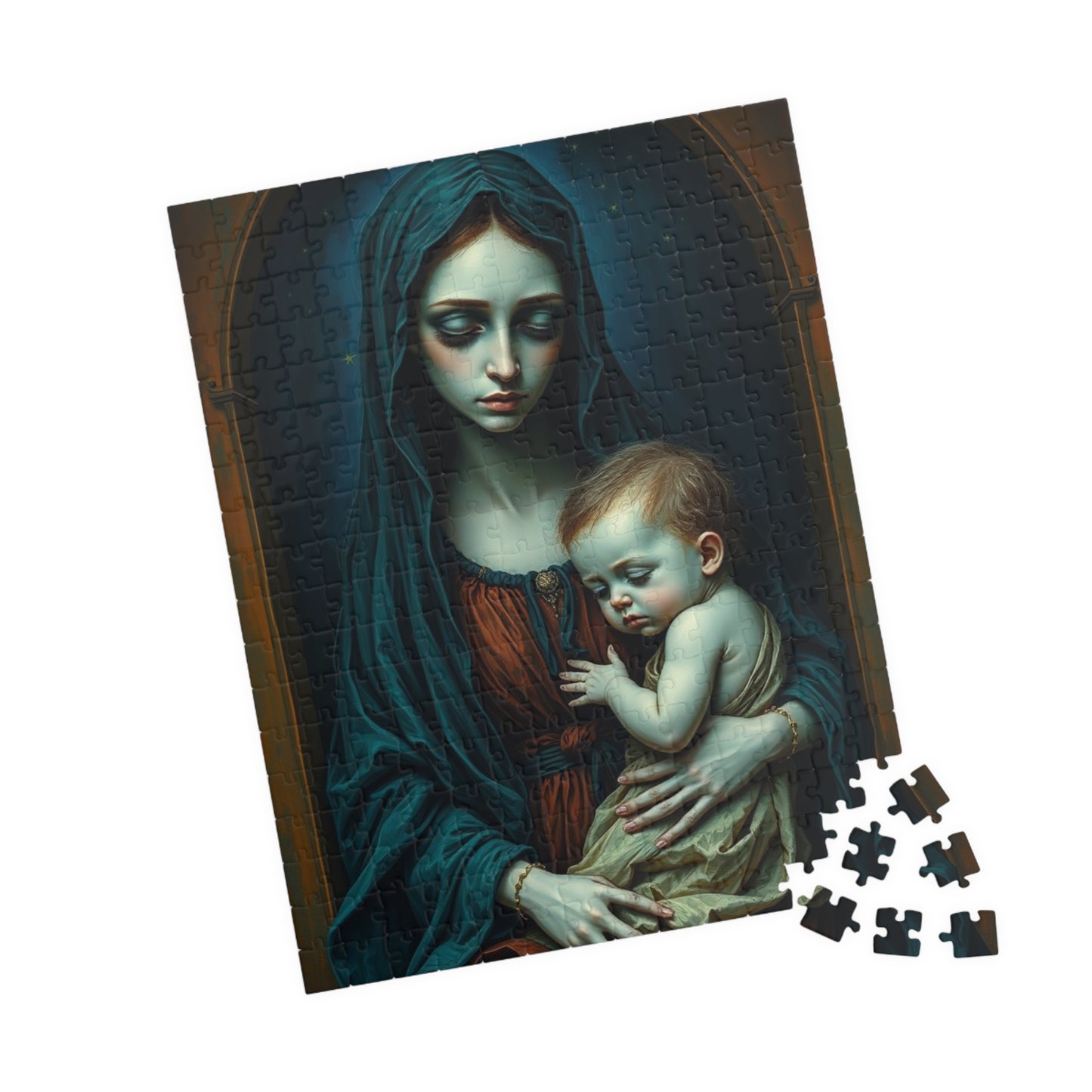 Sorrowful Mother and Child Puzzle - Gothic Art Jigsaw Game 110, 252, 520, 1014-piece, Home Decor, Best Unique Gift, Family Time, Art Lovers Puzzle The Puzzle Chest