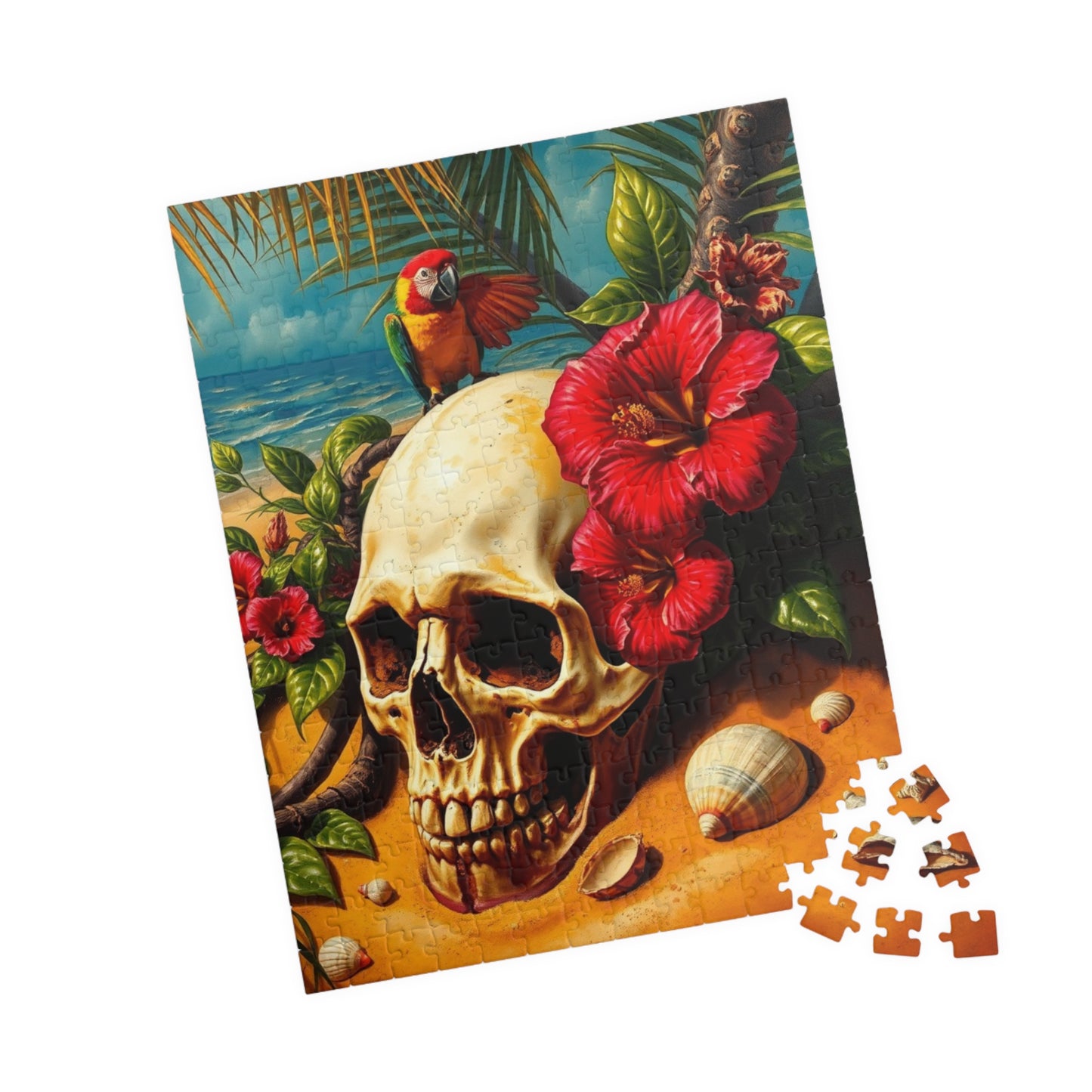 Tropical Skull Artwork Puzzle, 110-1014 Pieces, Beach Scene, Unique Gift for Puzzle Lover, Fun Family Activity, Summer Vibe, Brain Teaser Puzzle The Puzzle Chest