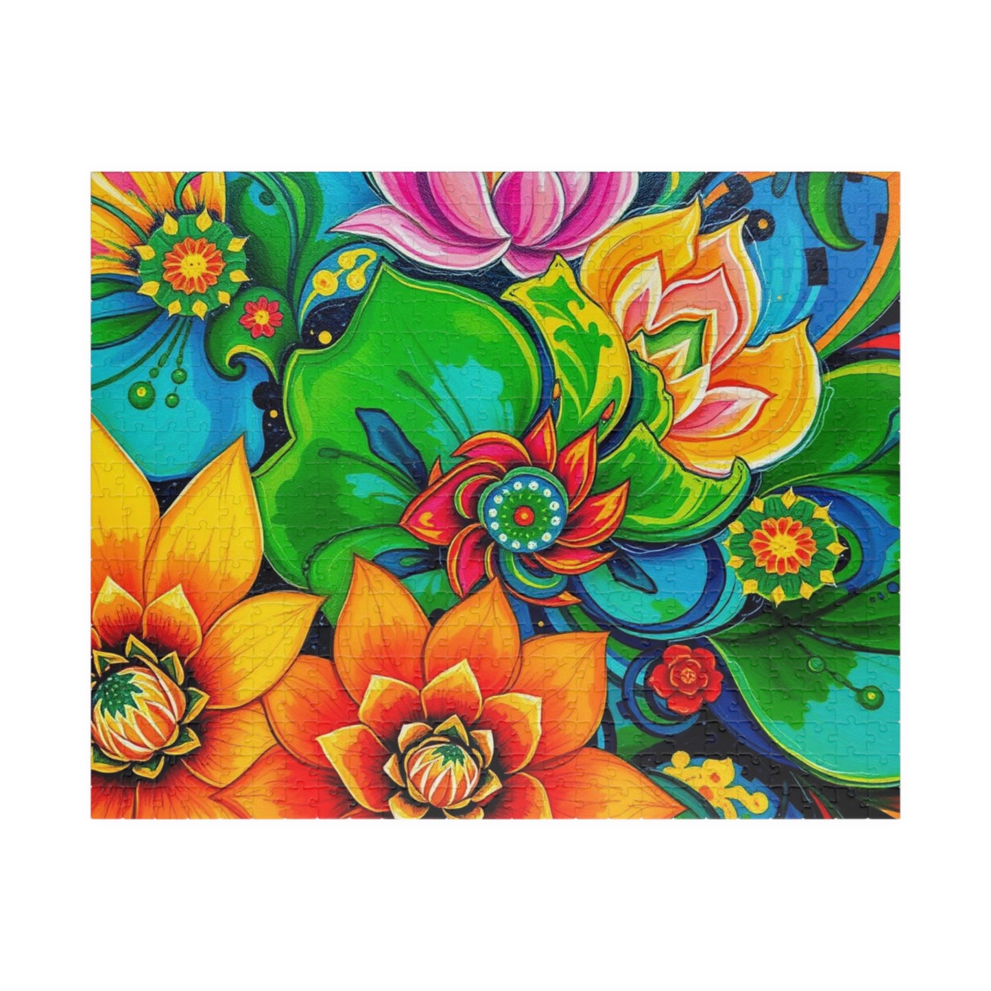 Colorful Floral Puzzle Art, Abstract Jigsaw Game, Family Fun, Friend Gift for Flower Lovers, Home Entertainment Activity, Mindful 520 pcs (Horizontal) Puzzle The Puzzle Chest