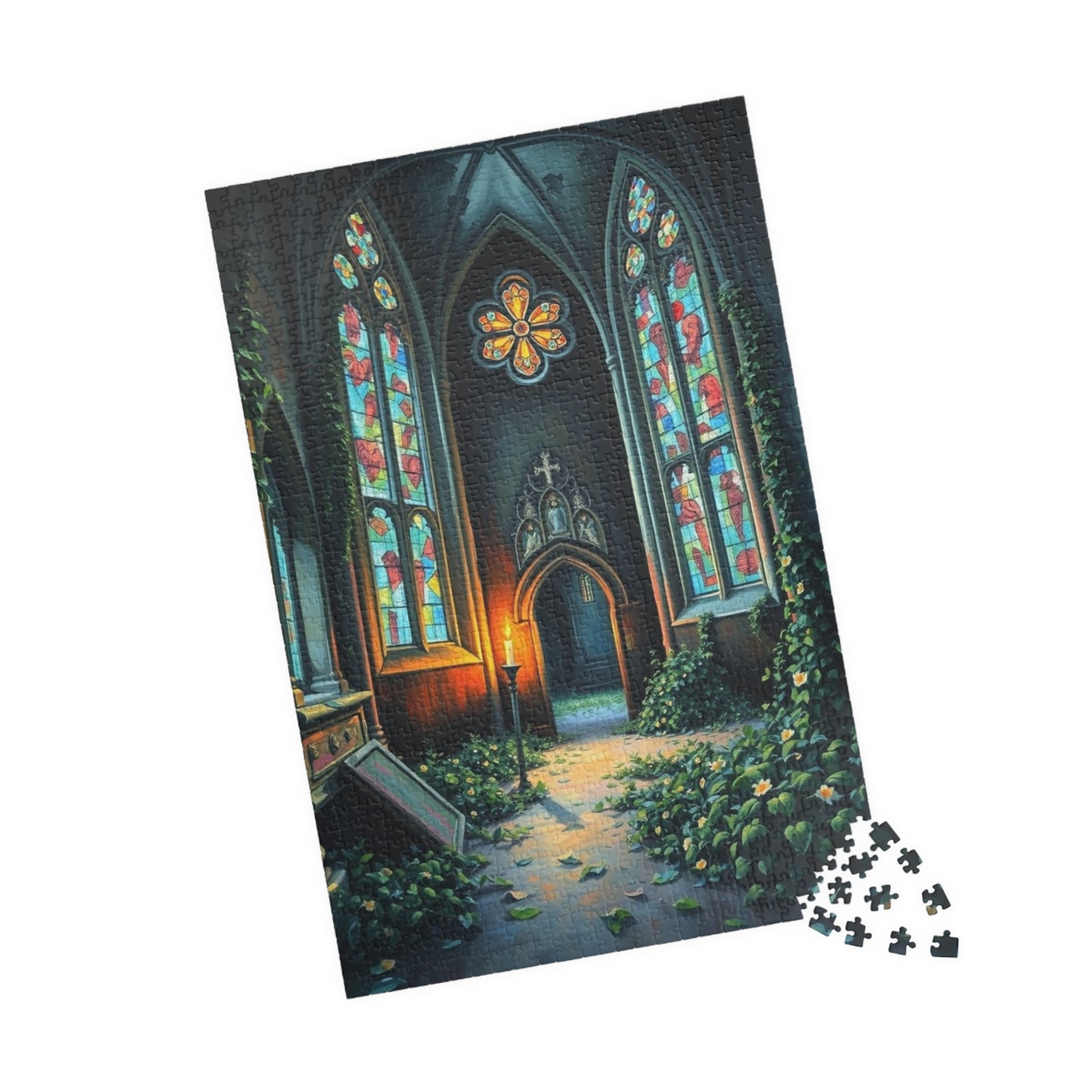Stained Glass Church Puzzle | 110, 252, 520, 1014-piece, Gothic Home Decor, Art Lovers Gift, Family Game Night Relaxation Activity, Giftable 1014 pcs (Vertical) Puzzle The Puzzle Chest