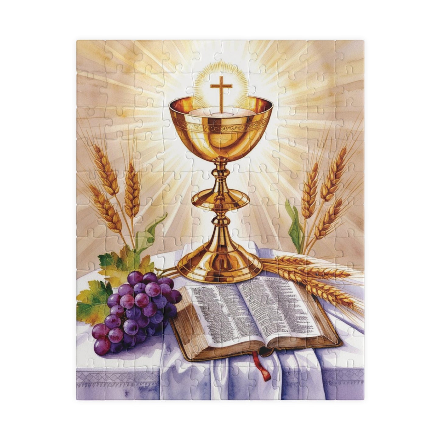 Faith Based Jigsaw Puzzle Gifted, Christian Golden Chalice Inspirational Home Decor, Religious Gift, Mindfulness Activity for Puzzle Lover 110 pcs (Vertical) Puzzle The Puzzle Chest