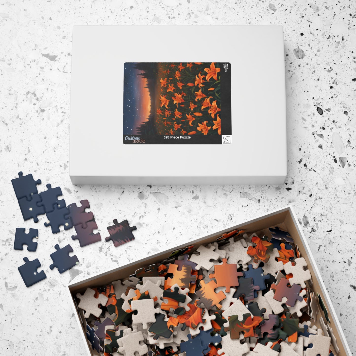 Twilight Tiger Lilies Puzzle, Floral Scene with Starry Sky, Nature-Inspired Jigsaw Game, Ideal Gift for Puzzle Lovers and Art Enthusiasts Puzzle The Puzzle Chest