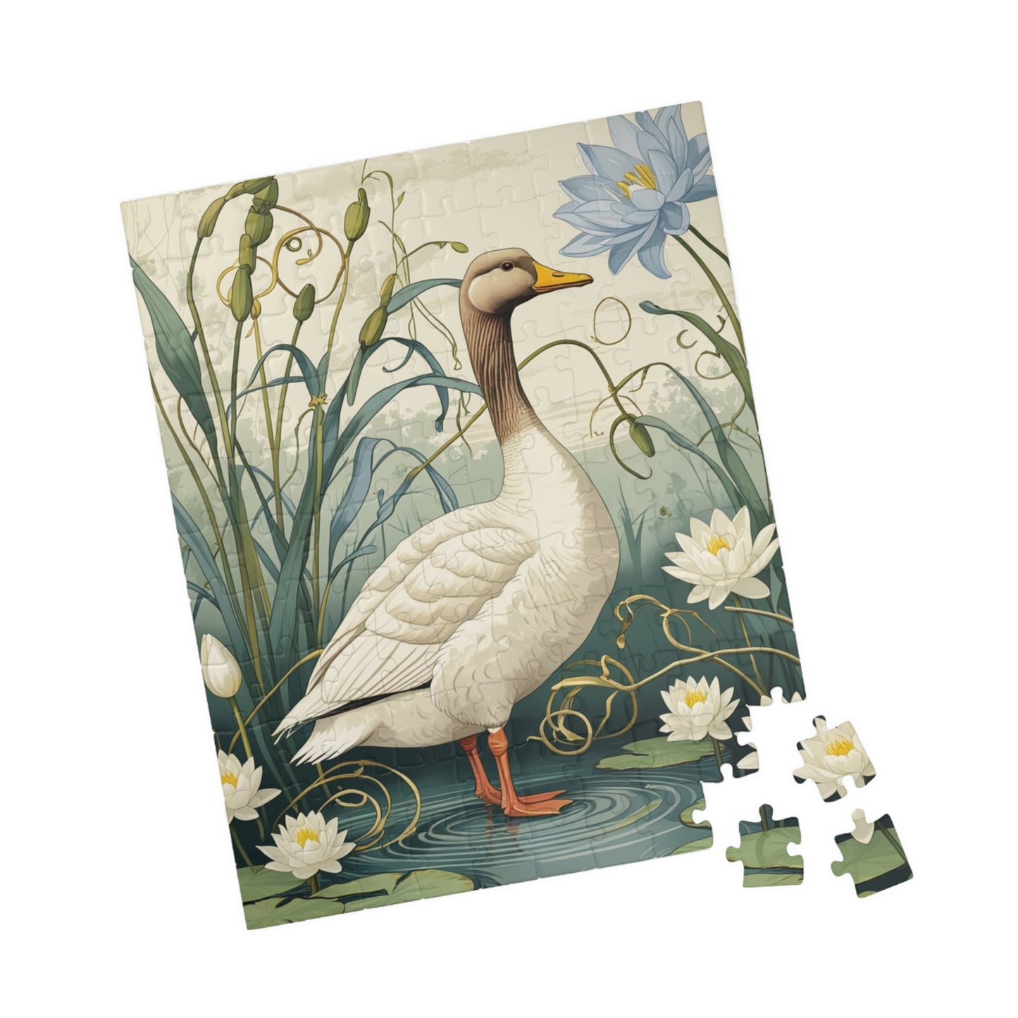 Vintage Goose Puzzle, Unique Countryside Design 110 252 520 1014-Piece Jigsaw, Goose and Cattails Artwork, Fun Family Activity, Relaxing Puzzle The Puzzle Chest
