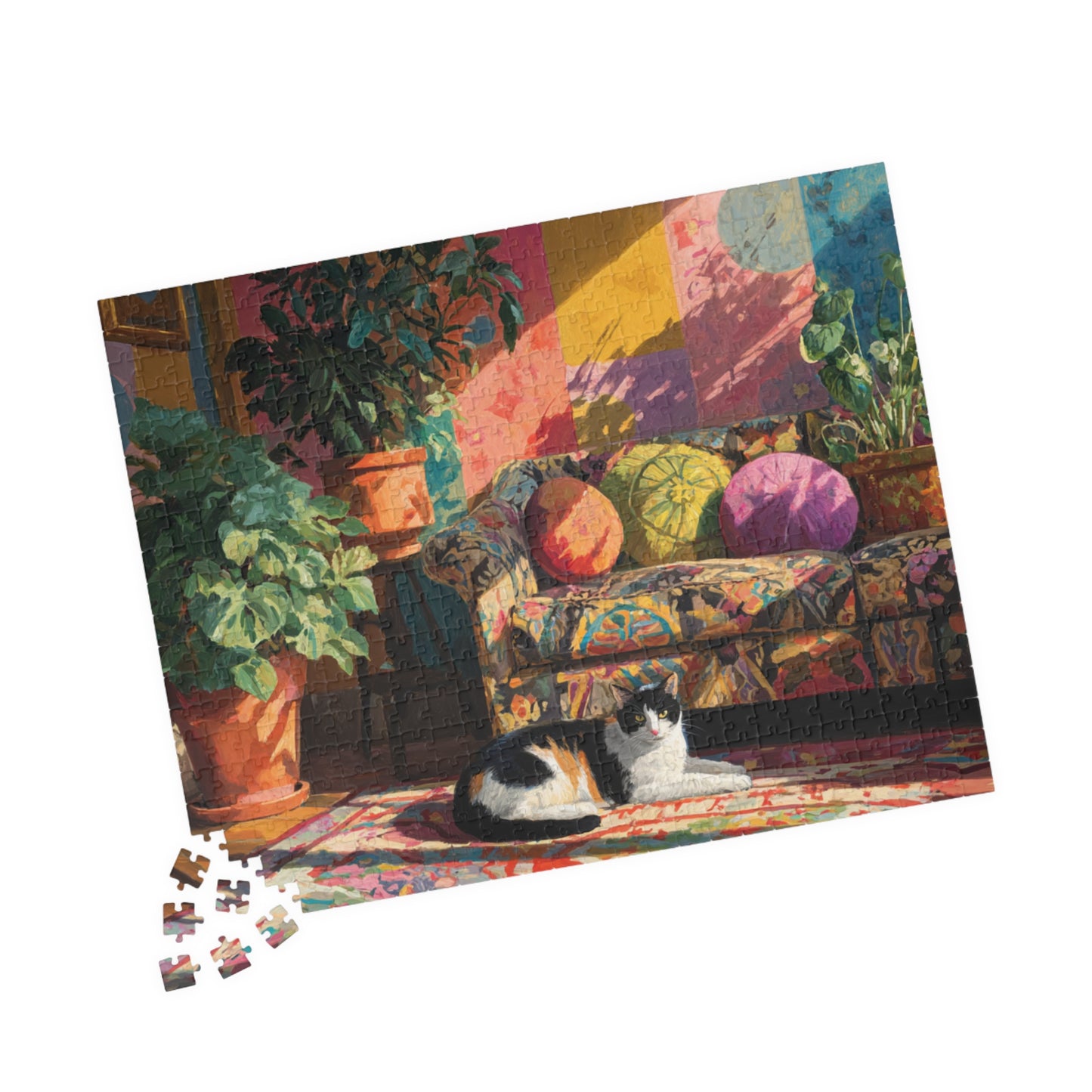 Cat in the Sunny Room – Warm Fauvist Cat Jigsaw Puzzle, Animal Theme Light-Filled Art Puzzle 520 pcs (Horizontal) Puzzle The Puzzle Chest