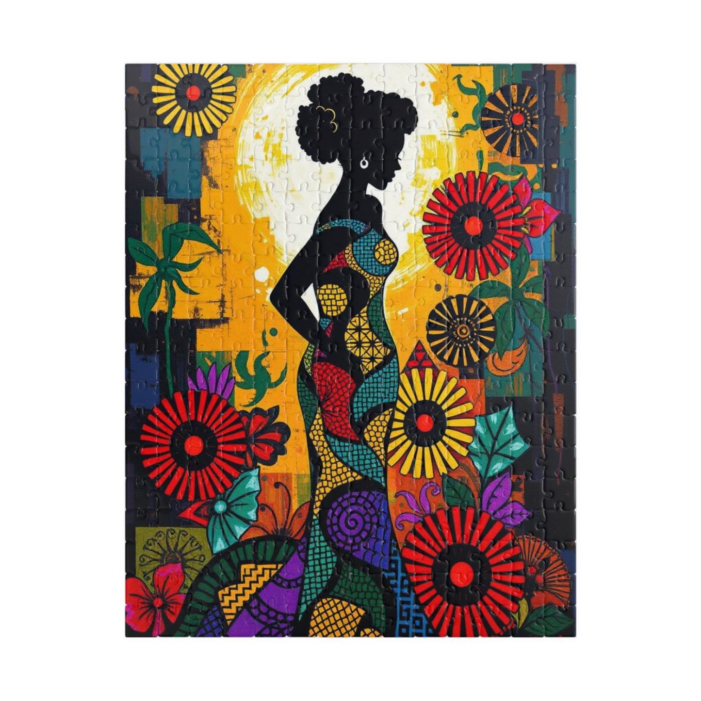 Colorful Lady Silhouette Puzzle - Black Art Inspired Jigsaw Game, Unique Afrocentric Gift for Friends, Family Game Nights, Mental Exercise 252 pcs (Vertical) Puzzle The Puzzle Chest