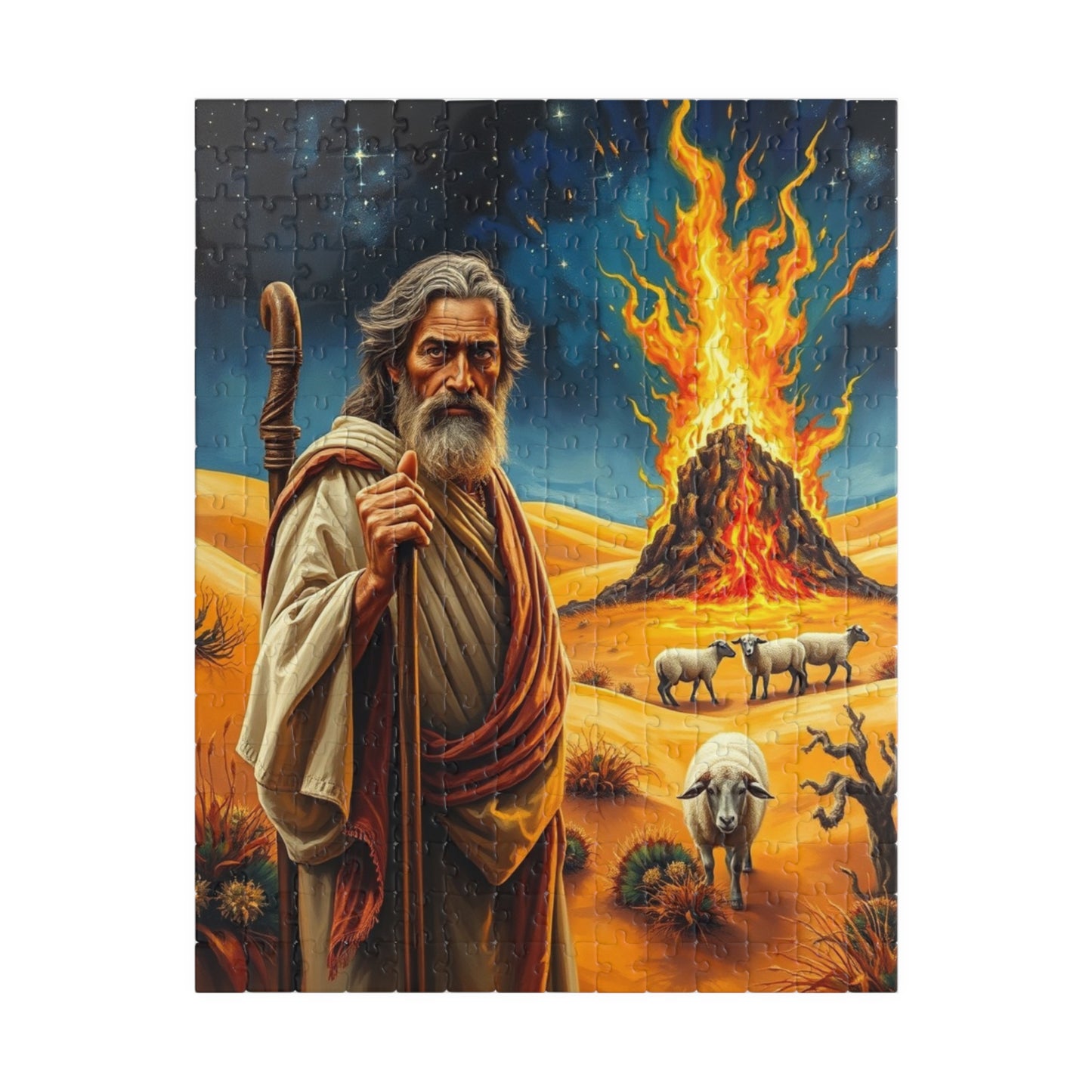 Religious Art Jigsaw Puzzle, 110-1014 Piece Burning Bush Christian Spiritual Gift, Faith-Based Family Game Bible Story Illustration, Mindful 252 pcs (Vertical) Puzzle The Puzzle Chest