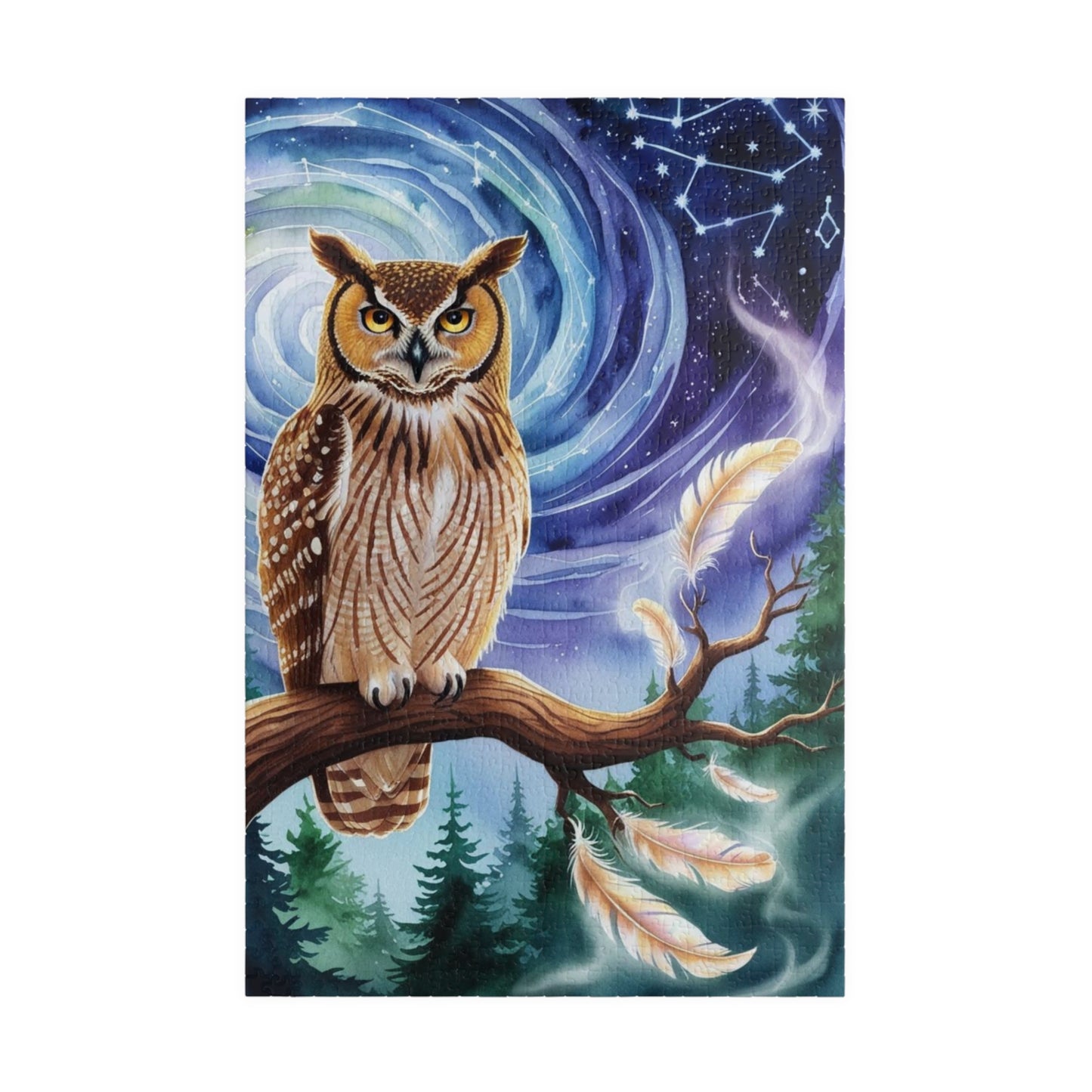 Jigsaw Puzzle, Great Horned Owl Constellation Scene, 110-1014 Pieces, Mystical Forest Nature Gift, Relaxing Hobby, Mindfulness Activity, 1014 pcs (Vertical) Puzzle The Puzzle Chest