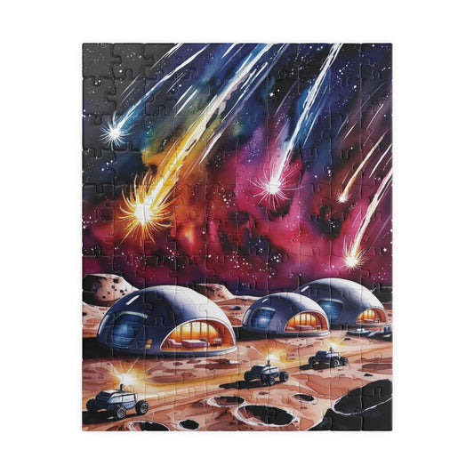 Space Jigsaw Puzzle, Meteor Shower Moon Base Puzzle, Futuristic Space Domes, Family Activity Game Night, Astronomy Puzzle, Educational 110 pcs (Vertical) Puzzle The Puzzle Chest