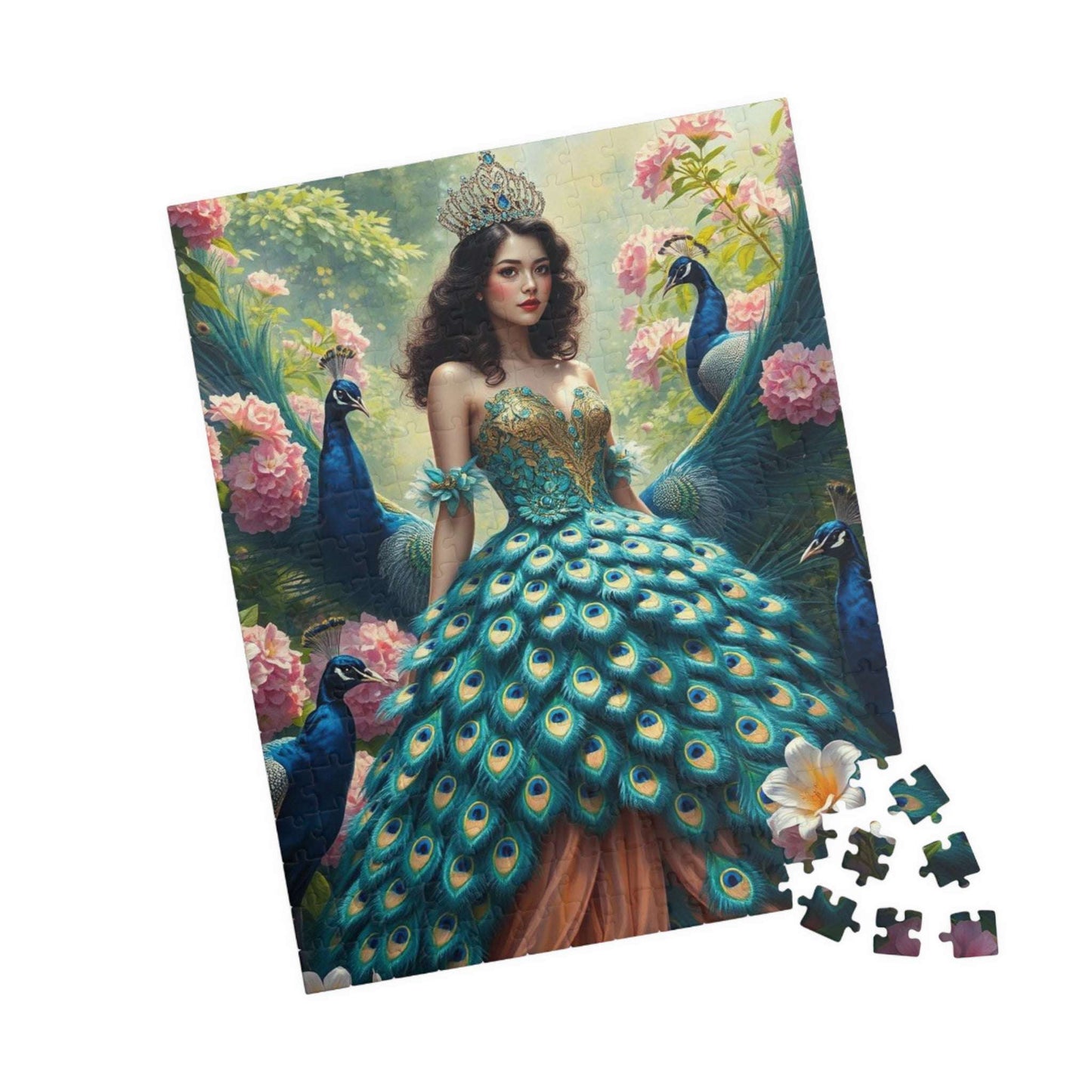Lady of the Peacock Garden - Regal Feather Fantasy Jigsaw Puzzle