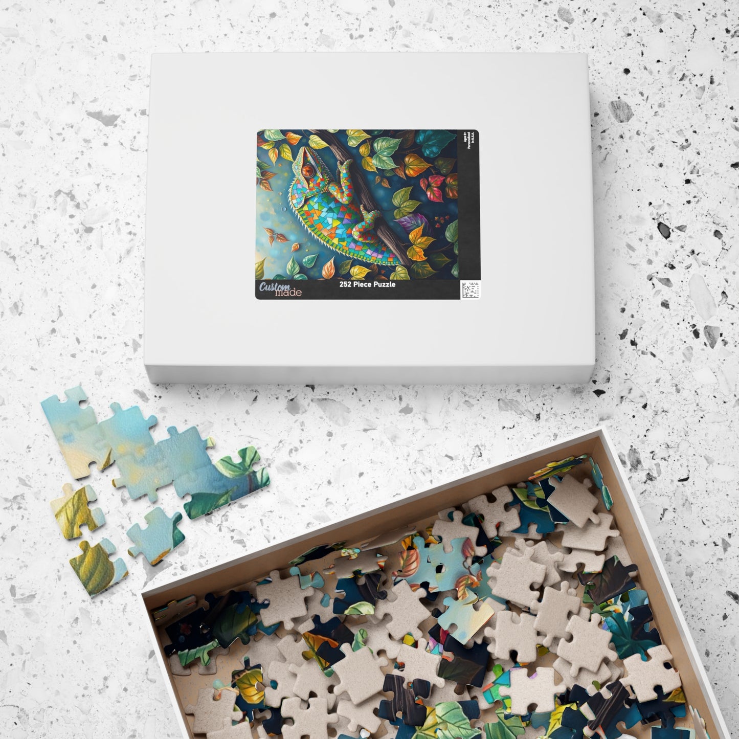 Jigsaw Puzzle, Mosaic Chameleon Camouflaged on Branch, Rich Leaves and Vines, Giftable Game for Adults, Fun Family Activity, Brain Teaser Puzzle The Puzzle Chest