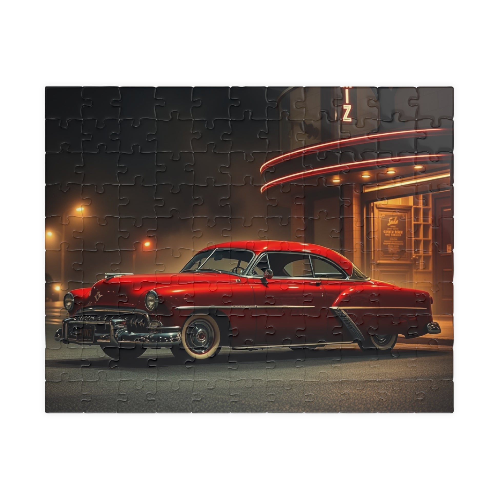 Vintage Car Puzzle, Classic Red 1949 Eight Coupe, Nostalgic Gift for Car Lover 110 pcs (Horizontal) Puzzle The Puzzle Chest