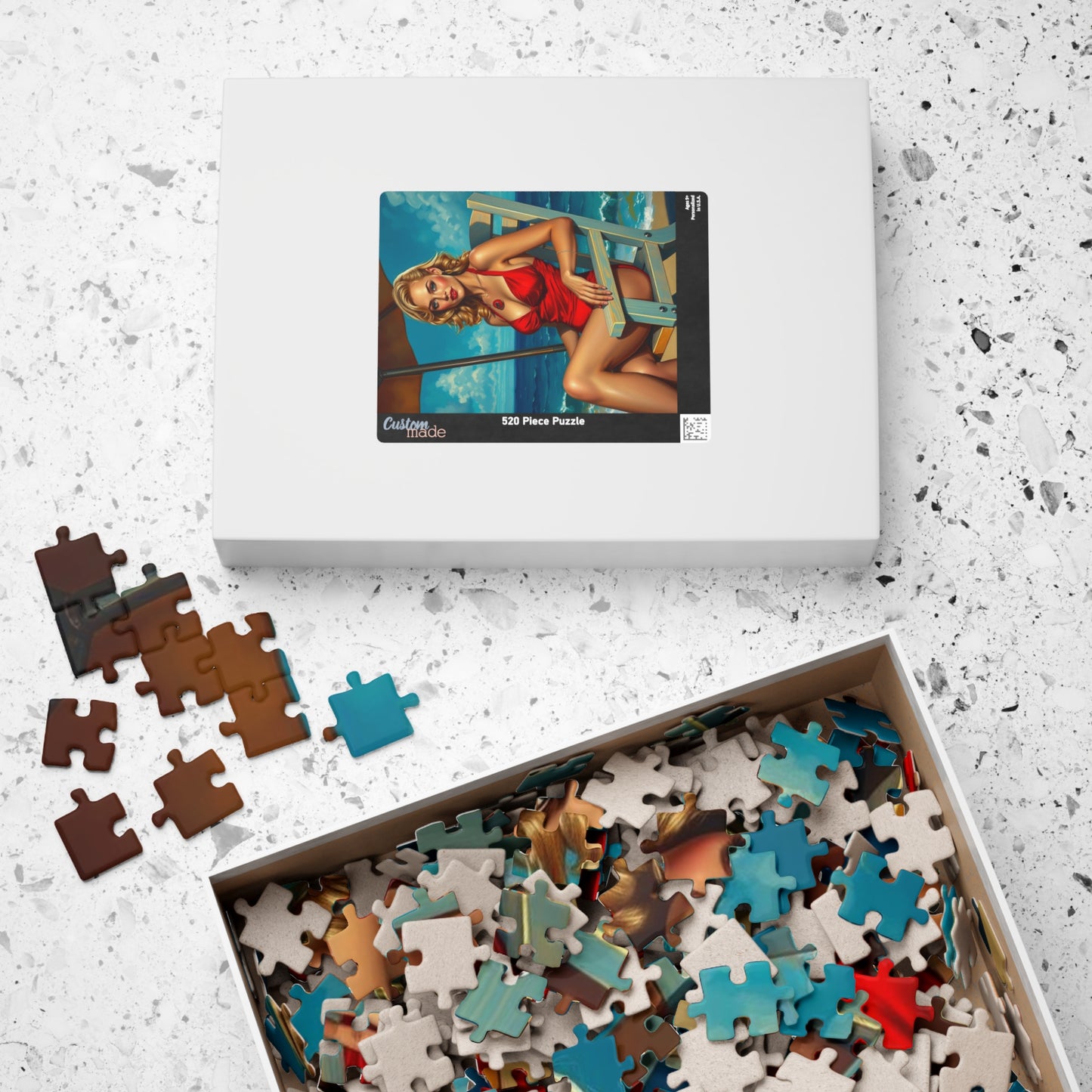 Retro Beach Lady Puzzle, Vintage Art Jigsaw Puzzle for Adults, Home Entertainment, Fun Family Activity, Gift for Art Lovers, Nostalgic Gift Puzzle The Puzzle Chest