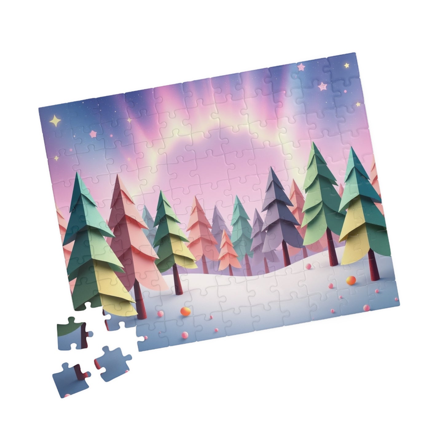 Abstract Landscape Jigsaw Puzzle (110-1014 Piece), Magical Forest with Geometric Trees, Best Unique Gift Idea for Puzzle Lover, Challenging Puzzle The Puzzle Chest