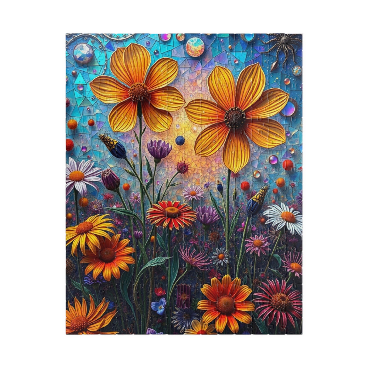 Colorful Floral Mosaic Puzzle - 110, 252, 520, 1014-piece | Flower Lover Gift, Family Bonding Activity, Puzzle Game Night, Frameable Art 252 pcs (Vertical) Puzzle The Puzzle Chest