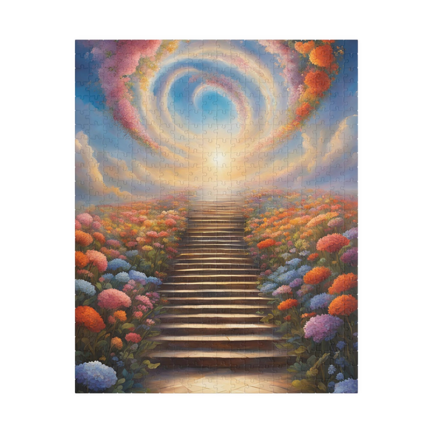 Heavenly Staircase Puzzle, Floral Flower Design, Religious Christian Faith Theme, 110 252 520 1014-Piece Jigsaw, Hobby, Meditation, Family 520 pcs (Vertical) Puzzle The Puzzle Chest