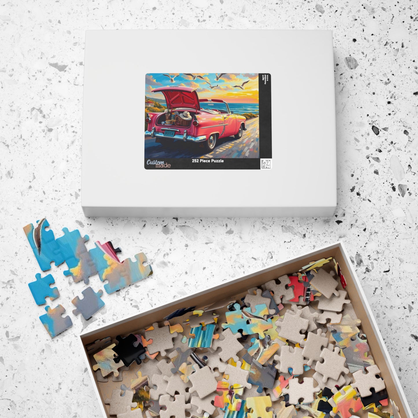 Seaside Summer Getaway Jigsaw Puzzle - Vintage Car, 110-1014 Piece Beach Theme Solo or Family Activity, Ideal Holiday Gift for Car Lover Puzzle The Puzzle Chest