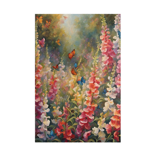 Butterfly and Snapdragon Flower Jigsaw Puzzle, Serene Floral Nature Scene, Ideal Gift for Nature Lovers, Puzzle Enthusiasts, Art Fans 1014 pcs (Vertical) Puzzle The Puzzle Chest