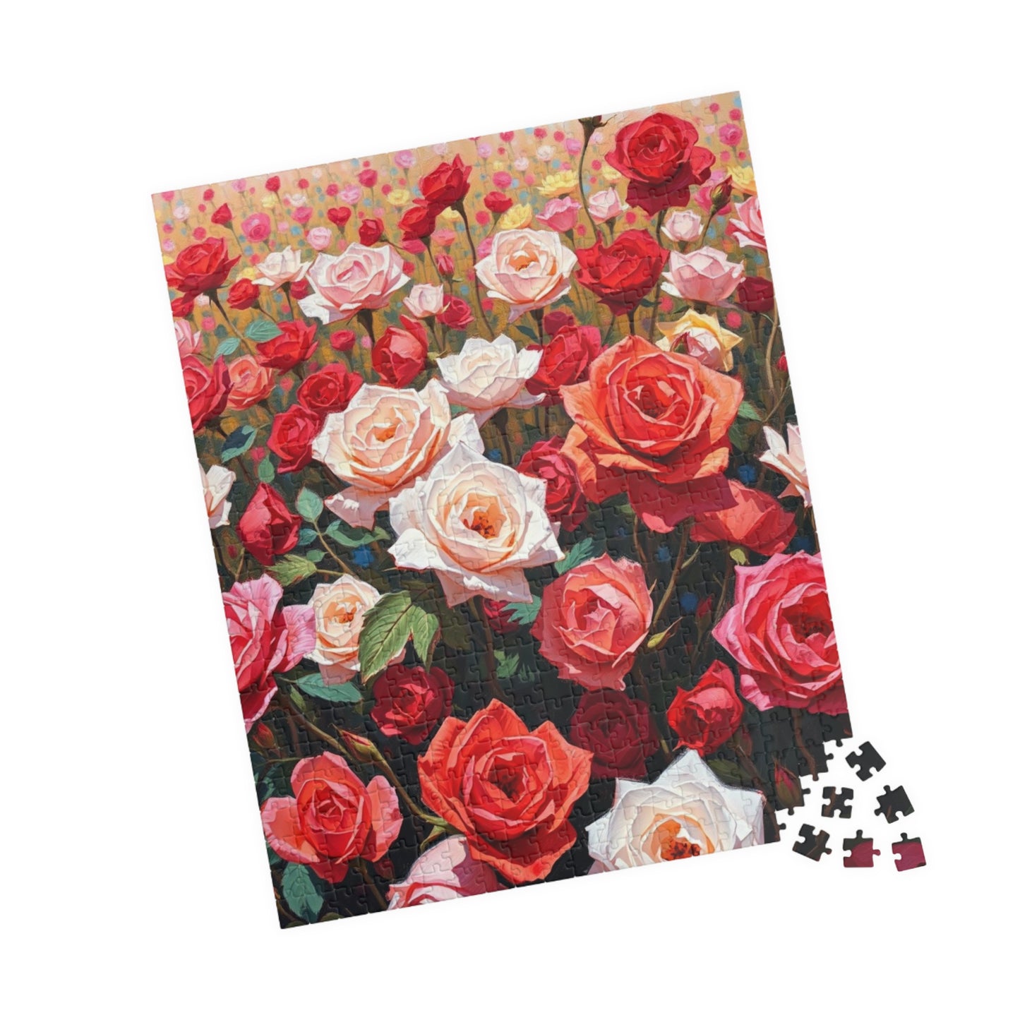 Rose Field Jigsaw Puzzle, Colorful Pink and Red Flowers, Creative Hobby, Quiet Home Entertainment, Floral Design Gift for Puzzle Lover Puzzle The Puzzle Chest