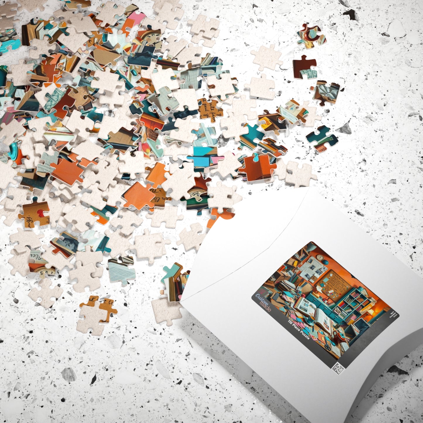 Vibrant Scrapbooking Studio Jigsaw Puzzle, Paper Crafting Table with Tools, DIY Art Scene, Hobby Gift, Puzzle Lover Art Enthusiast, Mindful Puzzle The Puzzle Chest