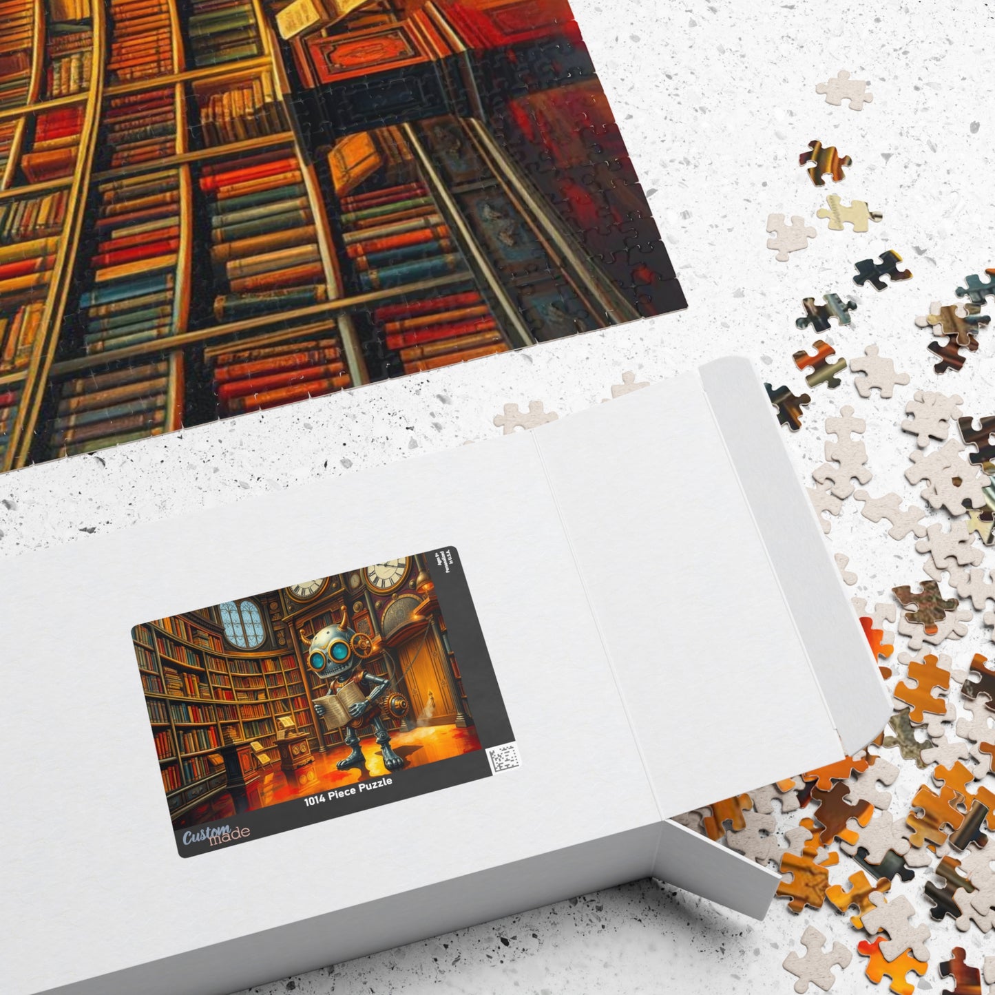 Steampunk Robot Puzzle, Vintage Library Jigsaw Game for Adult Home Entertainment, Holiday Birthday Gift for Puzzle Lover, Family Game Night Puzzle The Puzzle Chest