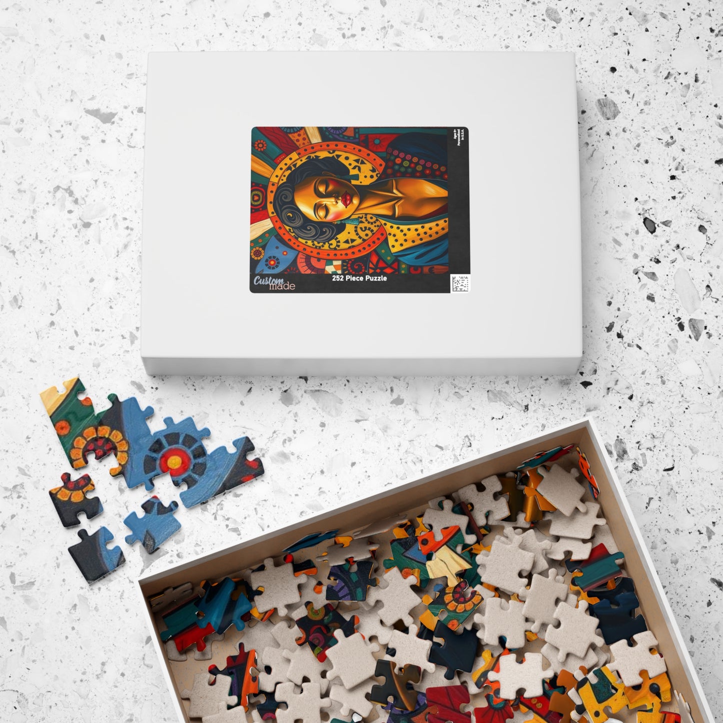 Artistic Black Woman Puzzle, Colorful Meditation Art Jigsaw, Puzzle Gift for Friend, Family Game Nights, Mindfulness Activity Puzzle The Puzzle Chest