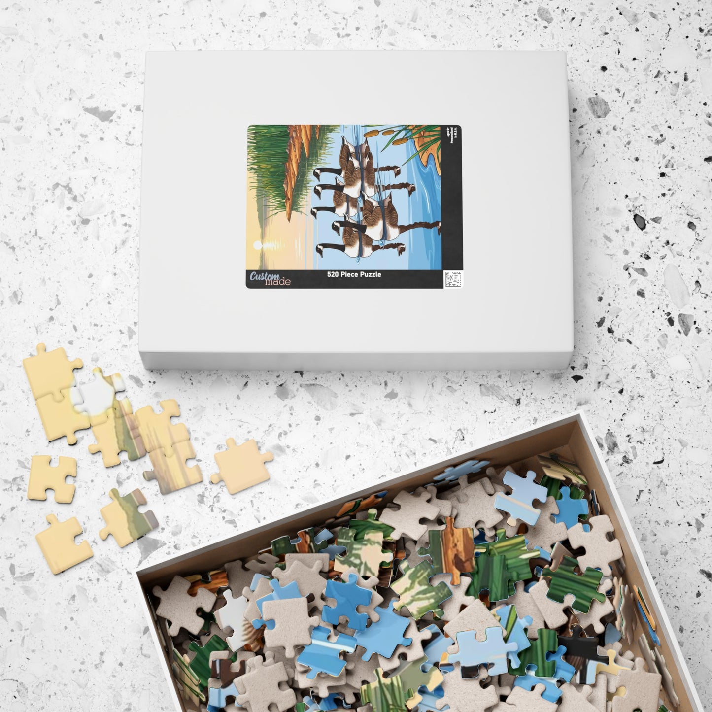 Puzzle, Geese Gliding Across Glassy Lake, 110 252 520 1014-Piece Sunrise Jigsaw Game, Relaxing Activity, Bird Lovers Gift, Wildlife Puzzle Puzzle The Puzzle Chest