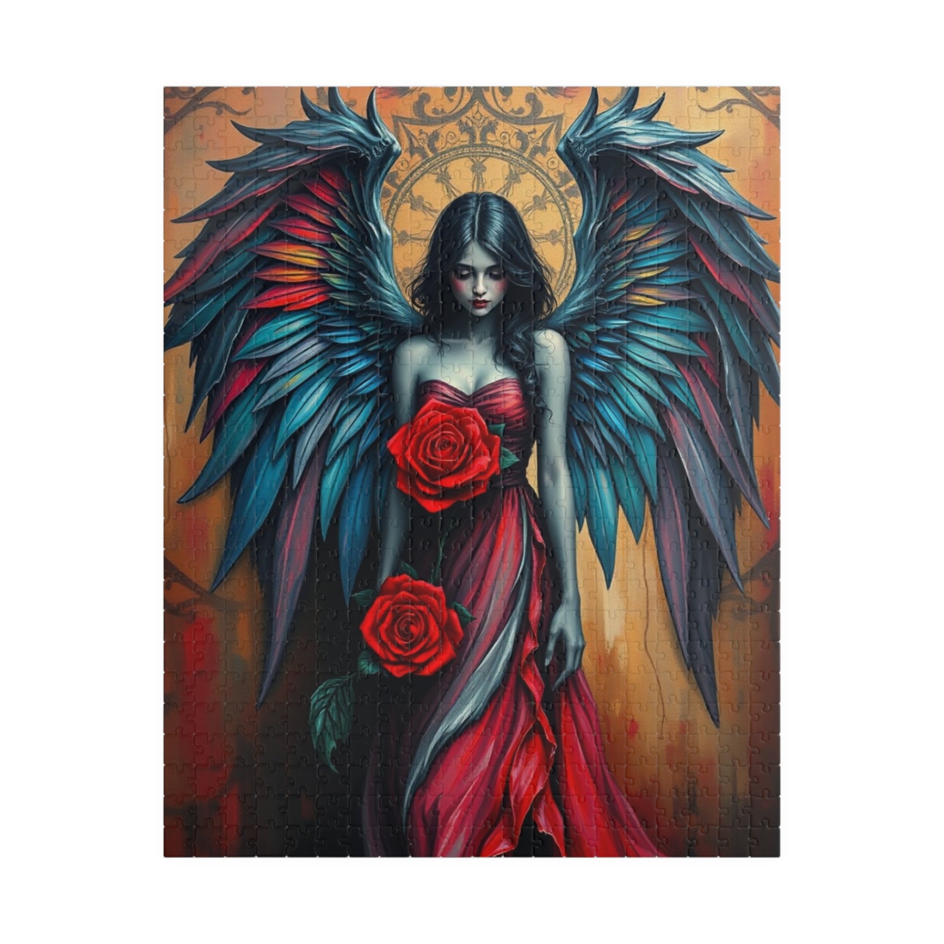Gothic Angel Art Puzzle - Unique Home Decor Gift for Puzzle Lovers, Cozy Family Game Night, Halloween Decor, Mystical Artwork 520 pcs (Vertical) Puzzle The Puzzle Chest