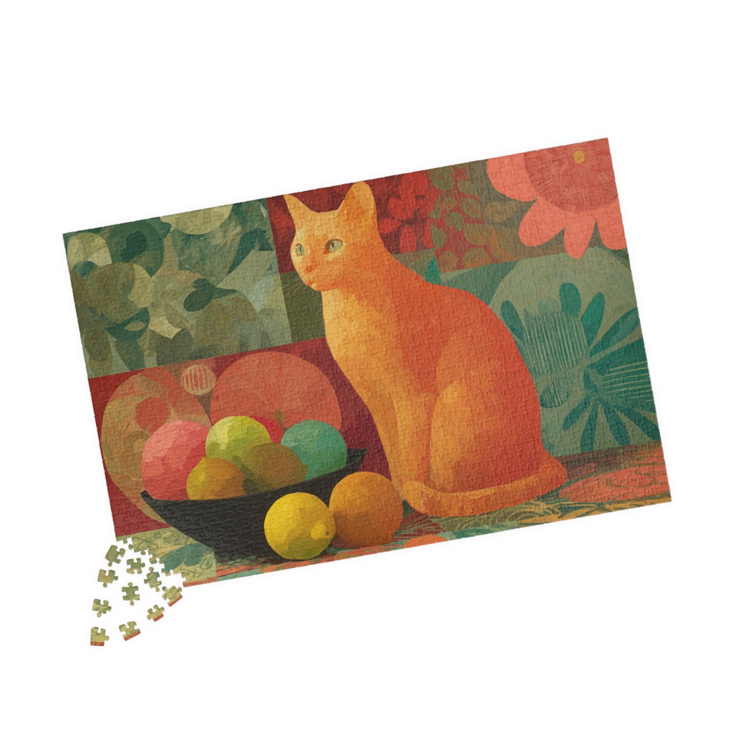 The Cat and the Fruit Bowl – Still Life Art Jigsaw Puzzle, Animal Theme Fauvist Cat Puzzle, Matisse-Inspired 1014 pcs (Horizontal) Puzzle The Puzzle Chest