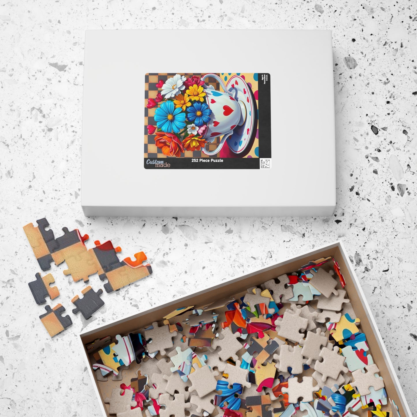 Floral Teacup Puzzle | Pop Art Jigsaw Game of Colorful Flowers | Gift for Flower Lovers, Friends, Family, Home Entertainment, Brain Teaser Puzzle The Puzzle Chest