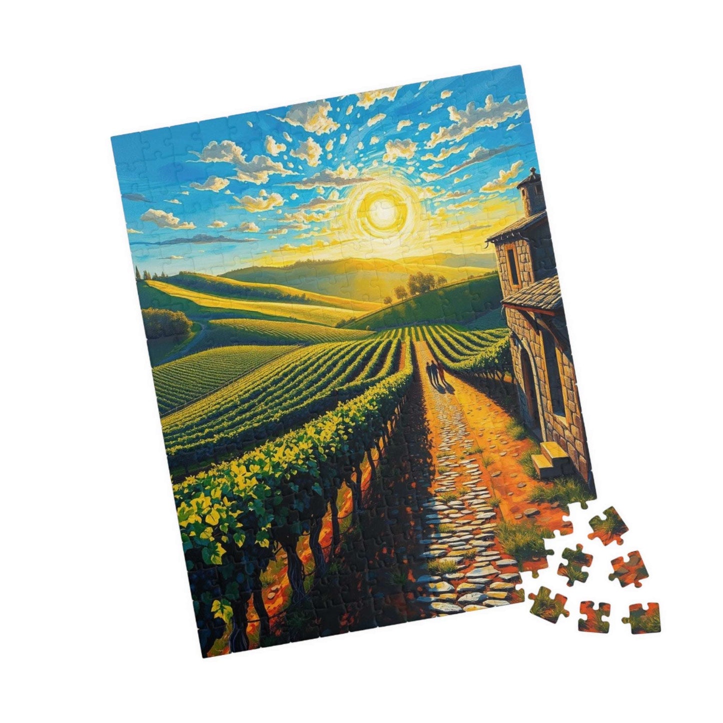Scenic Vineyard Puzzle, Nature Puzzle, Sunset Jigsaw, Family Activity, Gift for Puzzle Lovers Puzzle The Puzzle Chest
