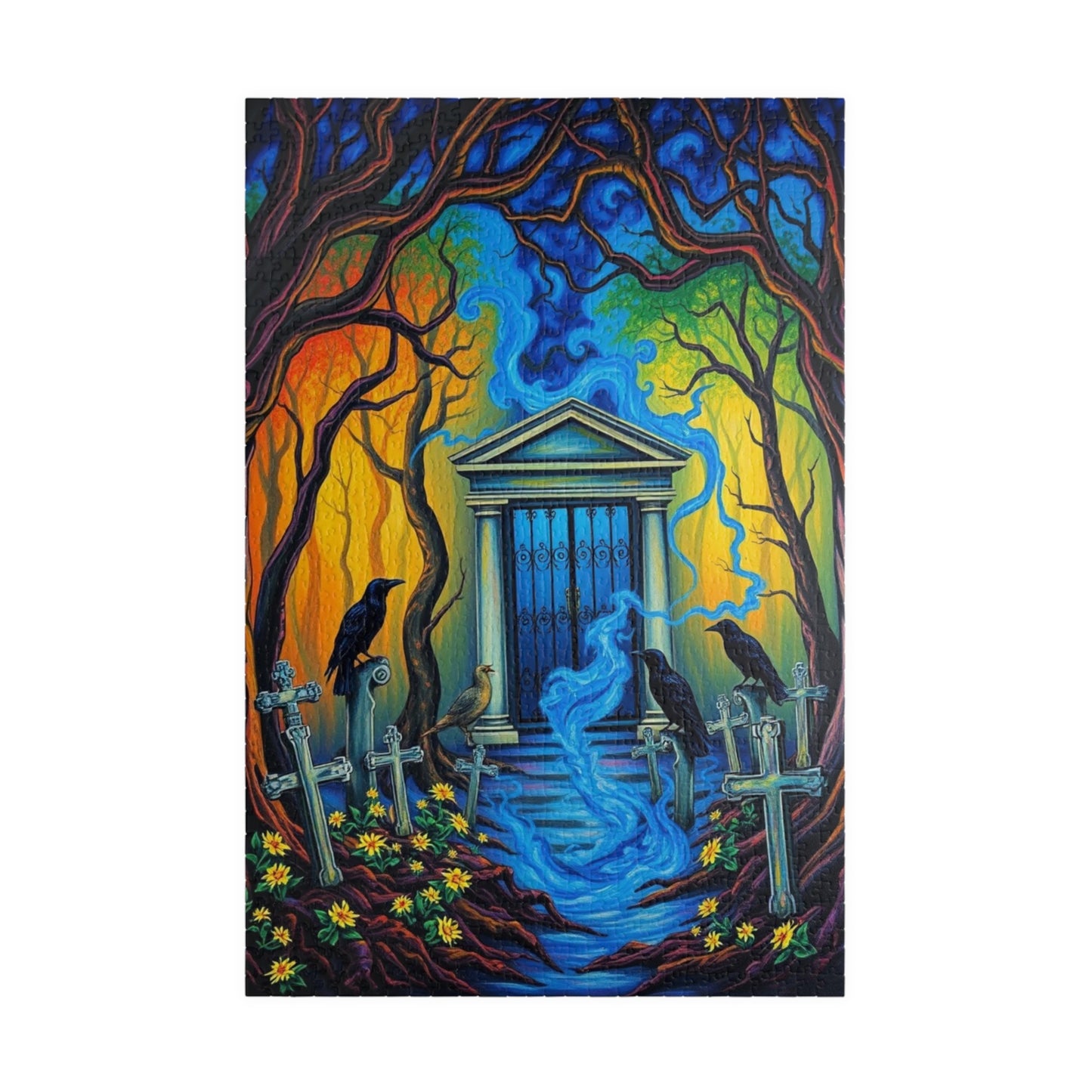 Mystical Cemetery Puzzle, Gothic Dark Fantasy Art Jigsaw Game, Unique Gift for Adult, Solo Fun, Brain Teaser, Quiet Pastime Holiday Activity 1014 pcs (Vertical) Puzzle The Puzzle Chest