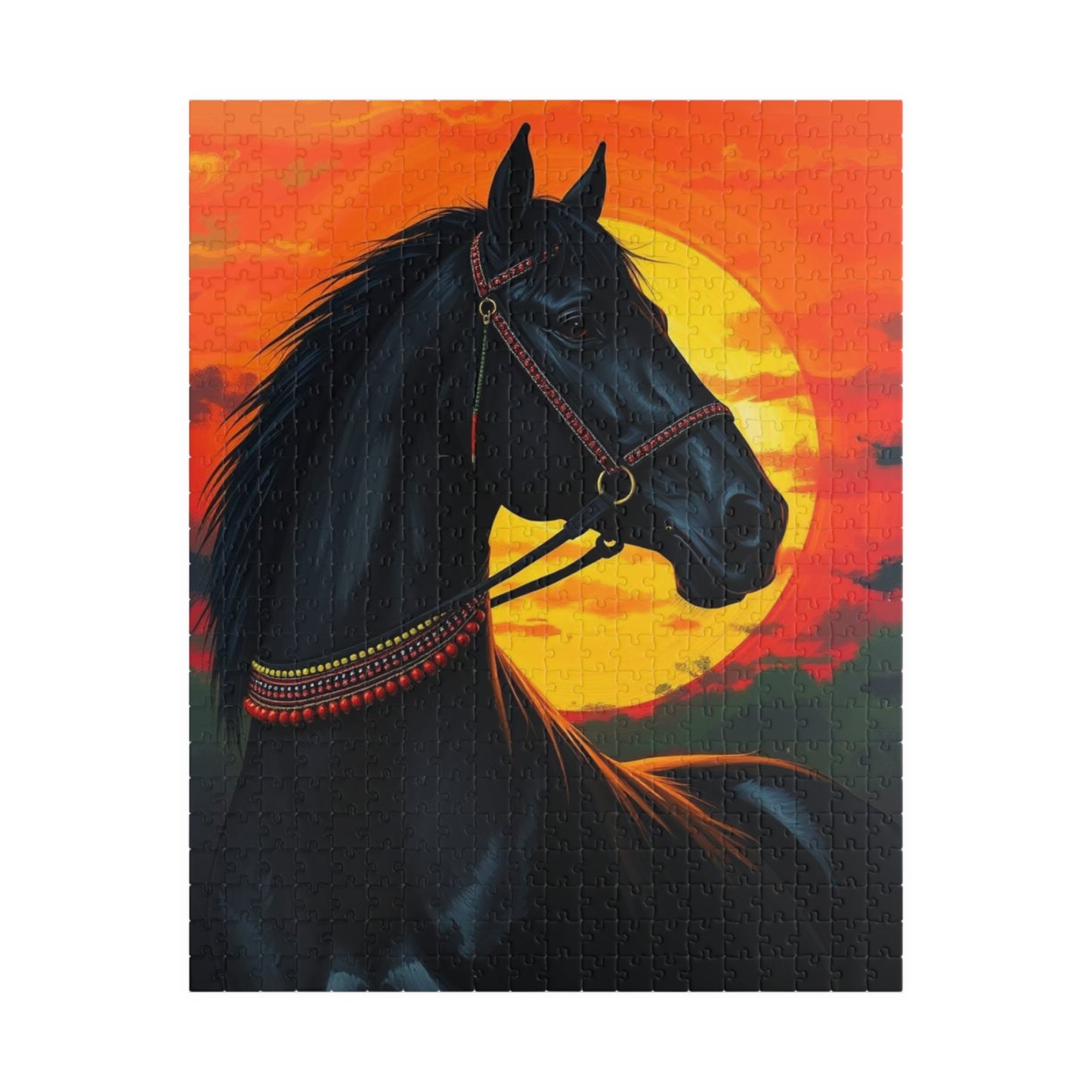 Majestic Horse Sunset Jigsaw Puzzle, Perfect Equestrian Gift for Friend Animal Lover, Family Fun Home Entertainment, Mindfulness Activity 520 pcs (Vertical) Puzzle The Puzzle Chest