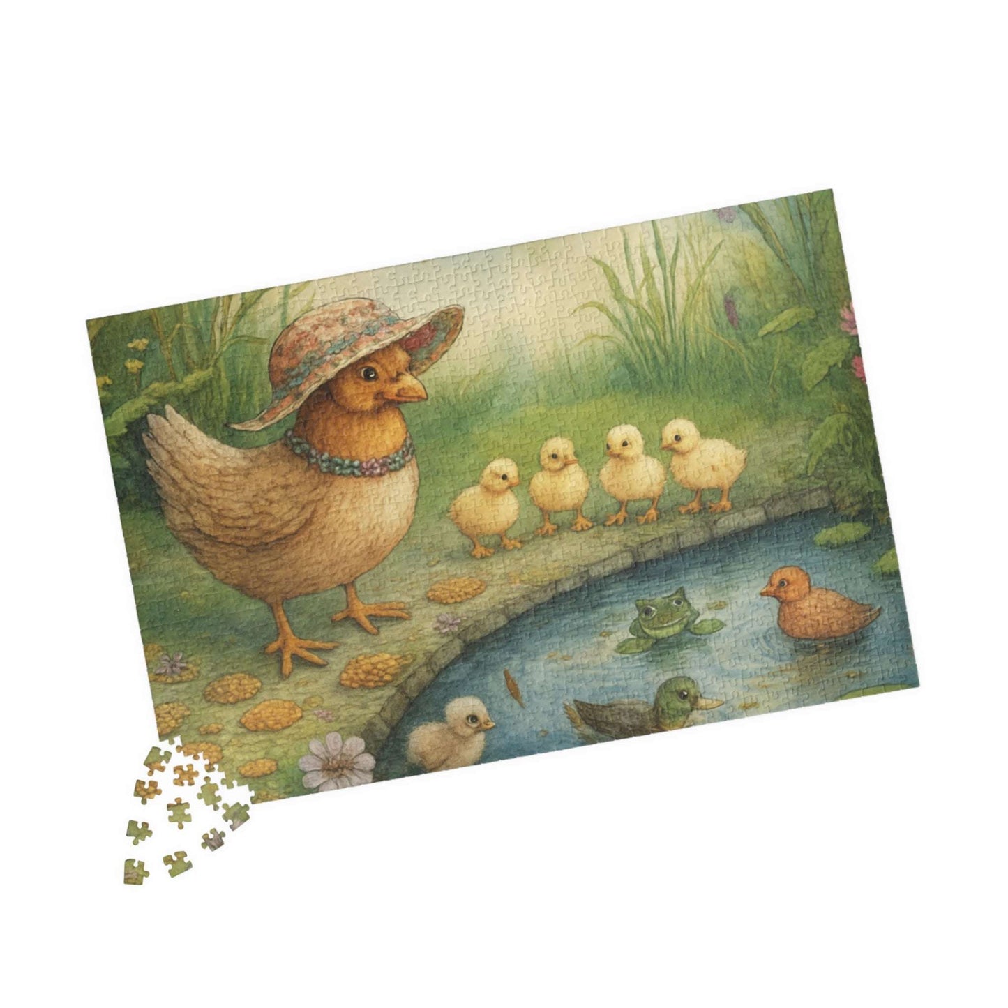 Pondside Adventure Jigsaw Puzzle - Charming Chicken Family Farmyard Nature Theme Gift for Friends, Family Game Night, Solo Fun, Animal Lover Puzzle The Puzzle Chest