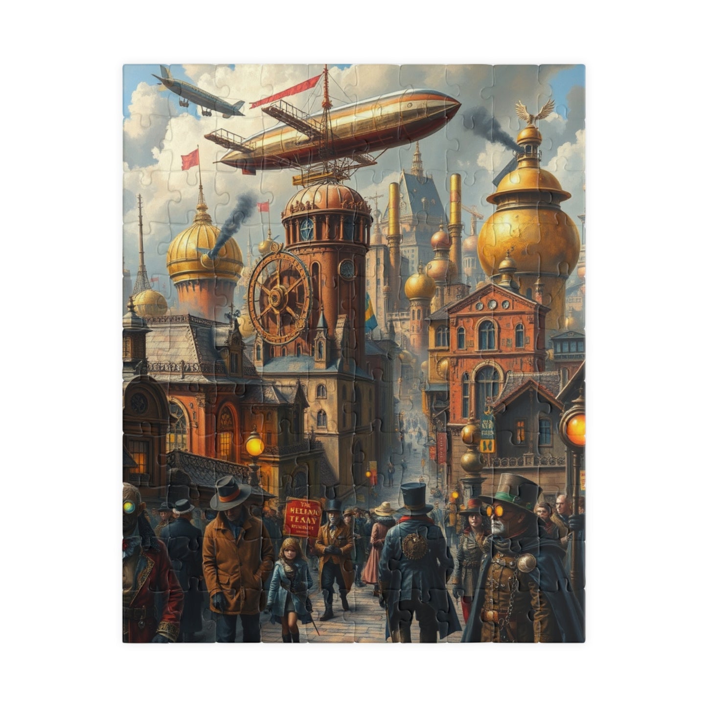 Steampunk Cityscape Puzzle, Unique Jigsaw Game for Adults, 110/252/520/1014-piece, Perfect Gift for Puzzle Lovers, Family or Solo Fun, Hobby 110 pcs (Vertical) Puzzle The Puzzle Chest