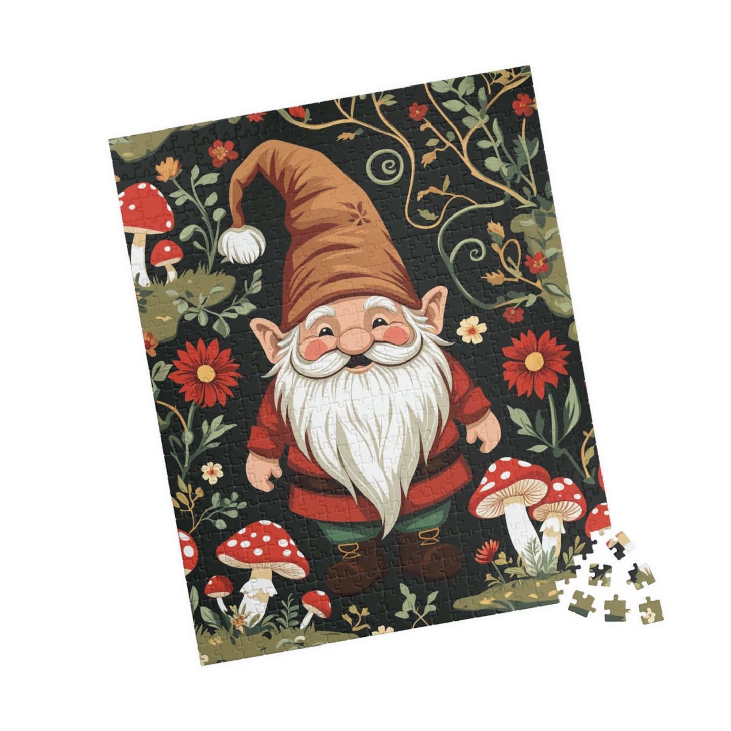 Vintage Gnome Jigsaw Puzzle with Forest Elements, Woodland Design for Nature Lovers Puzzle Enthusiasts, Fun Family Bonding Activity, Gift 520 pcs (Vertical) Puzzle The Puzzle Chest