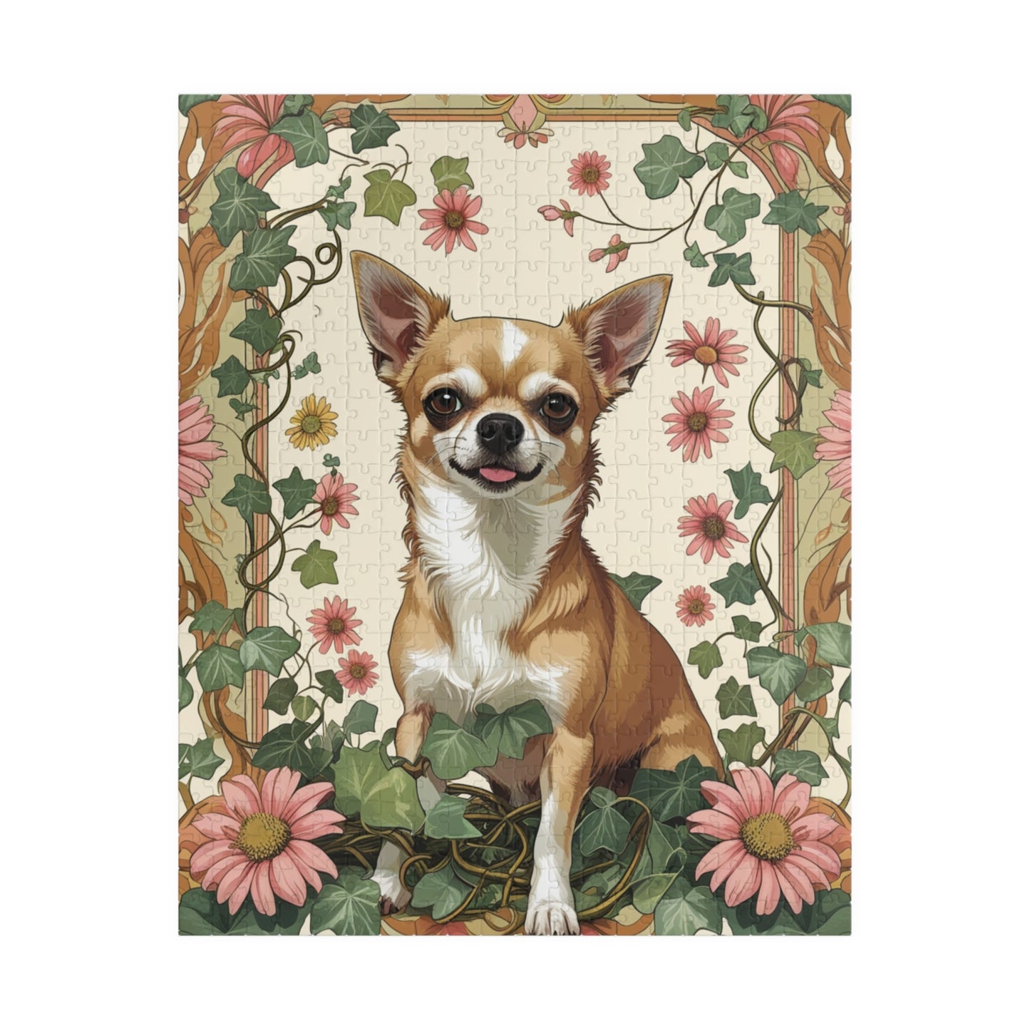 Chihuahua Floral Jigsaw Puzzle, William Morris-inspired 110-1014 Pieces, Fun Playful Intricate Pet Themed Game for Leisure Activity, Hobby