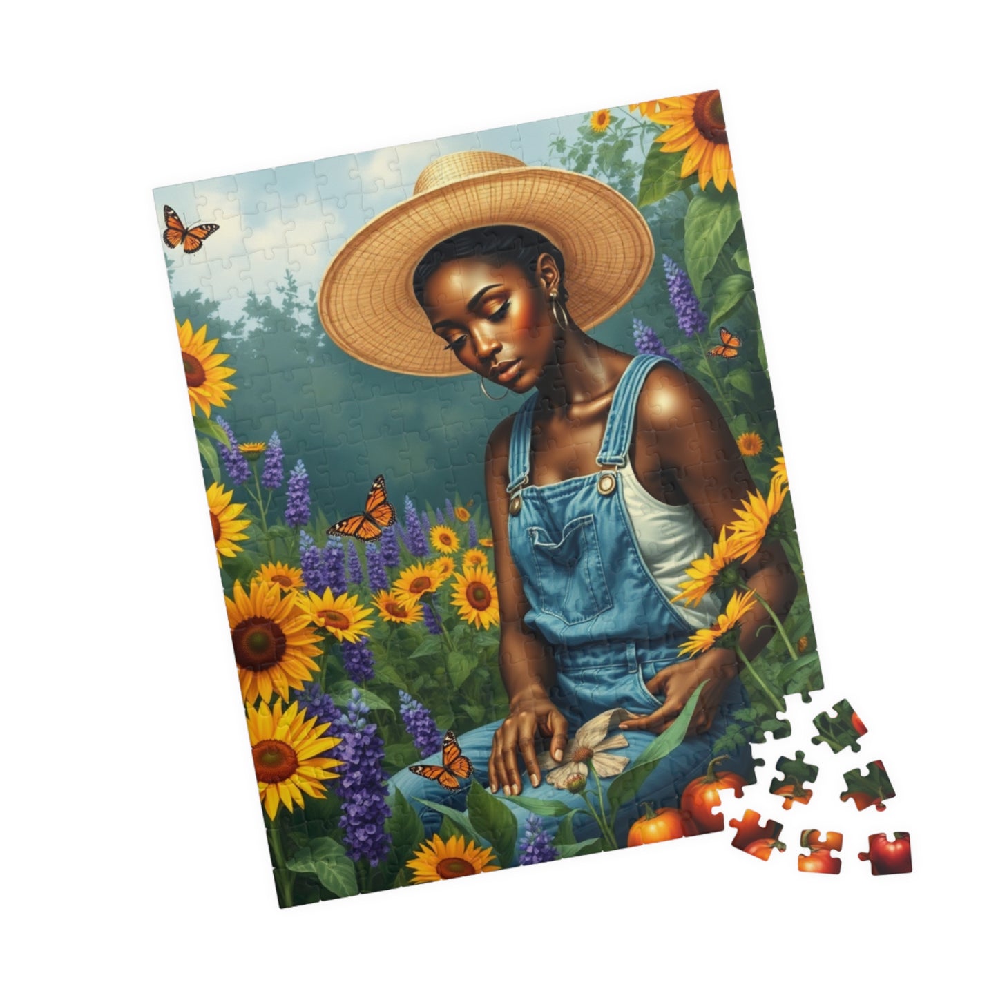 Botanical Black Woman Jigsaw Puzzle, Colorful Garden Scene, Puzzle Lover Gift, Nature Theme, 110-1014 Piece Afrocentric Artwork Puzzle The Puzzle Chest