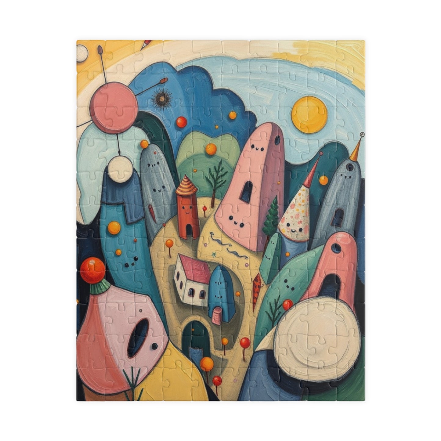 Whimsical Landscape Jigsaw Puzzle, 110-1014 Pieces Fantasy Village, Colorful Artwork, Creative Activity for Family or Solo Fun, Mindful Gift 110 pcs (Vertical) Puzzle The Puzzle Chest
