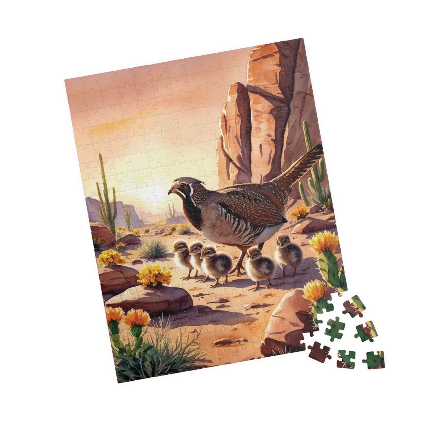 Sage-Grouse Jigsaw Puzzle, Bird and Baby Chicks Desert Landscape Animal Puzzle Enthusiasts Fun Family Time Activity, Wildlife Lover Gift